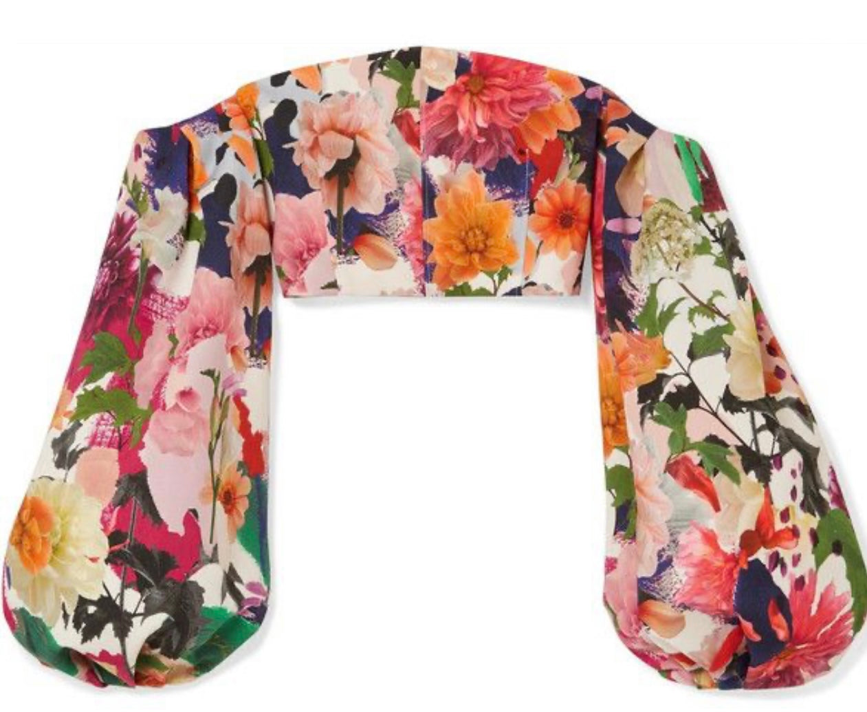 Cushnie Et Ochs - Multicolor Floral Off Shoulder Crop Top