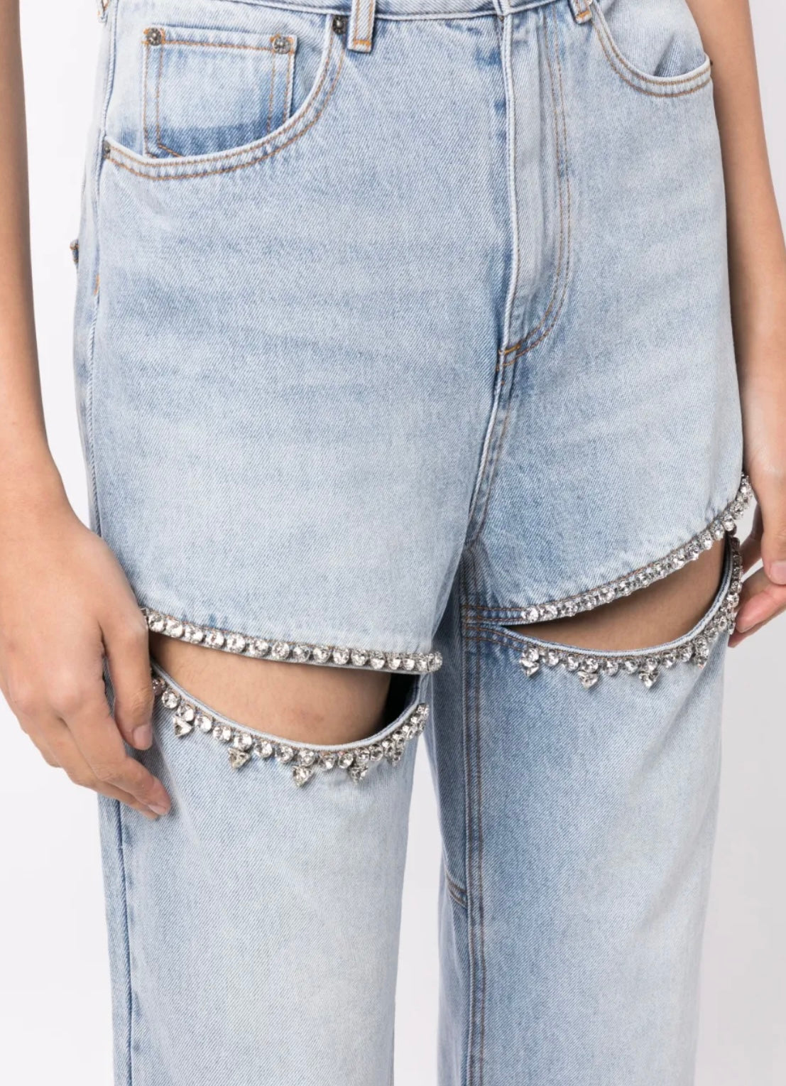 AREA crystal-embellished straight-leg jeans, 28