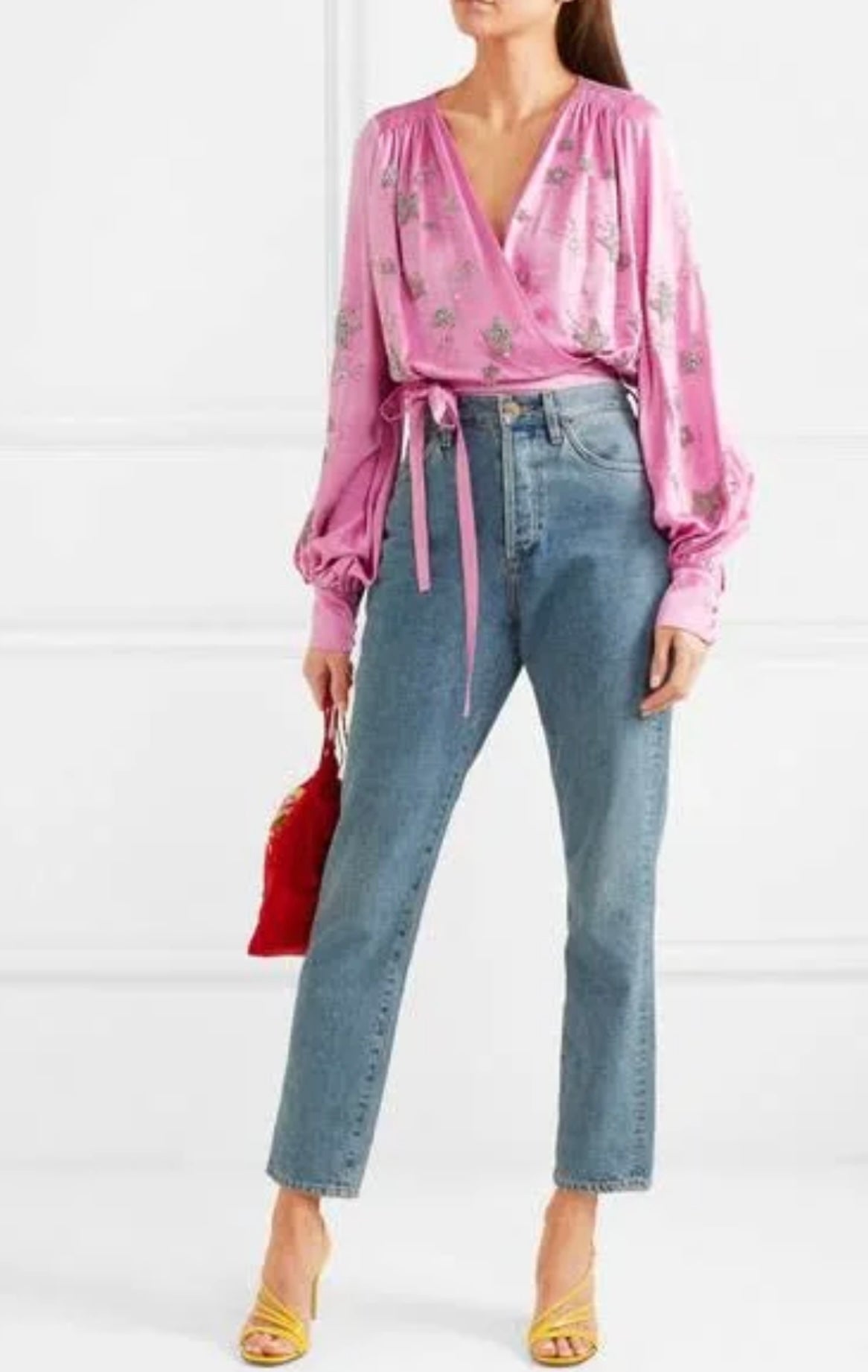 ATTICO pink satin top with jewelled stars