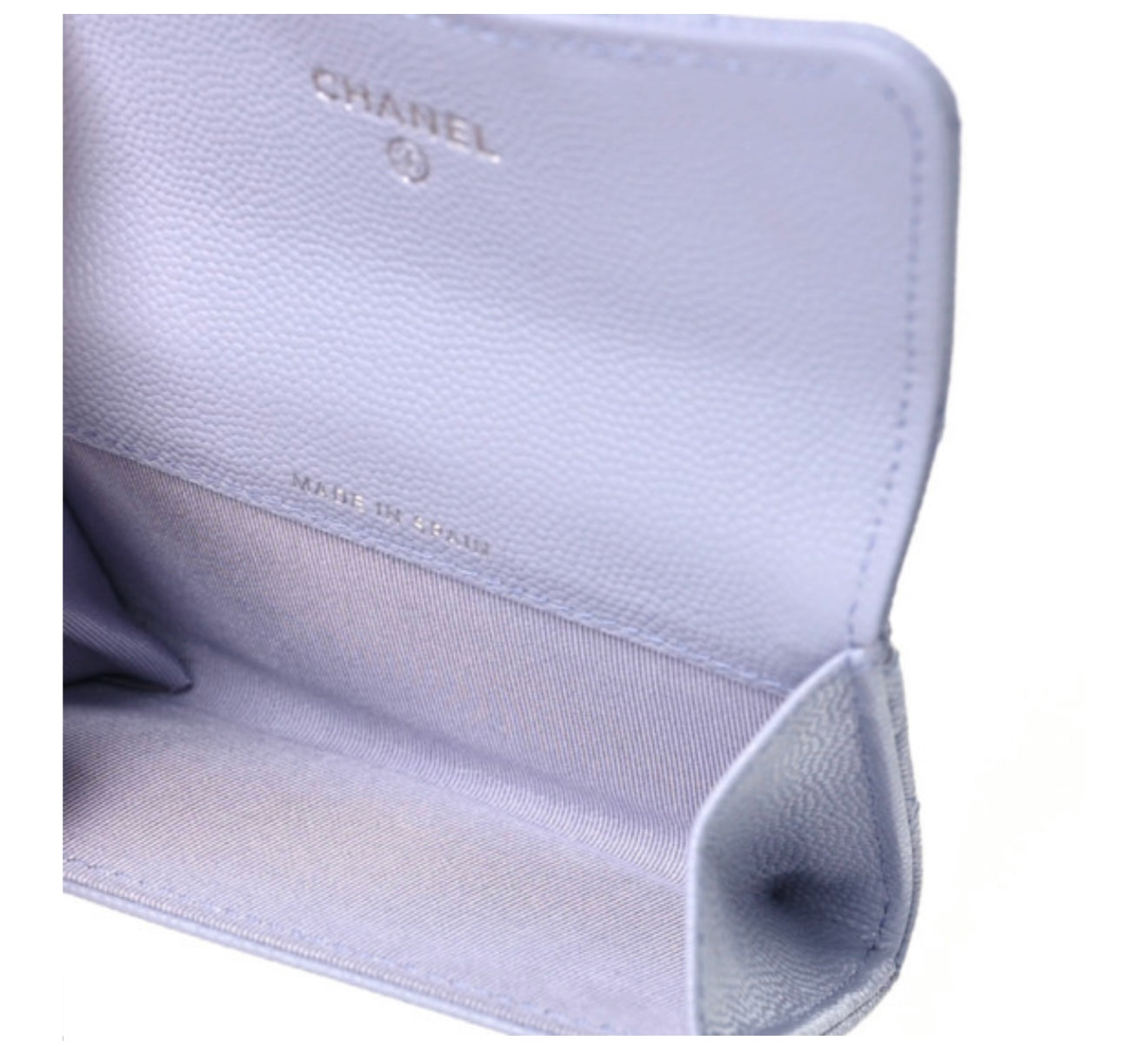 Chanel Caviar Quilted Flap Card Holder Wallet Light Purple