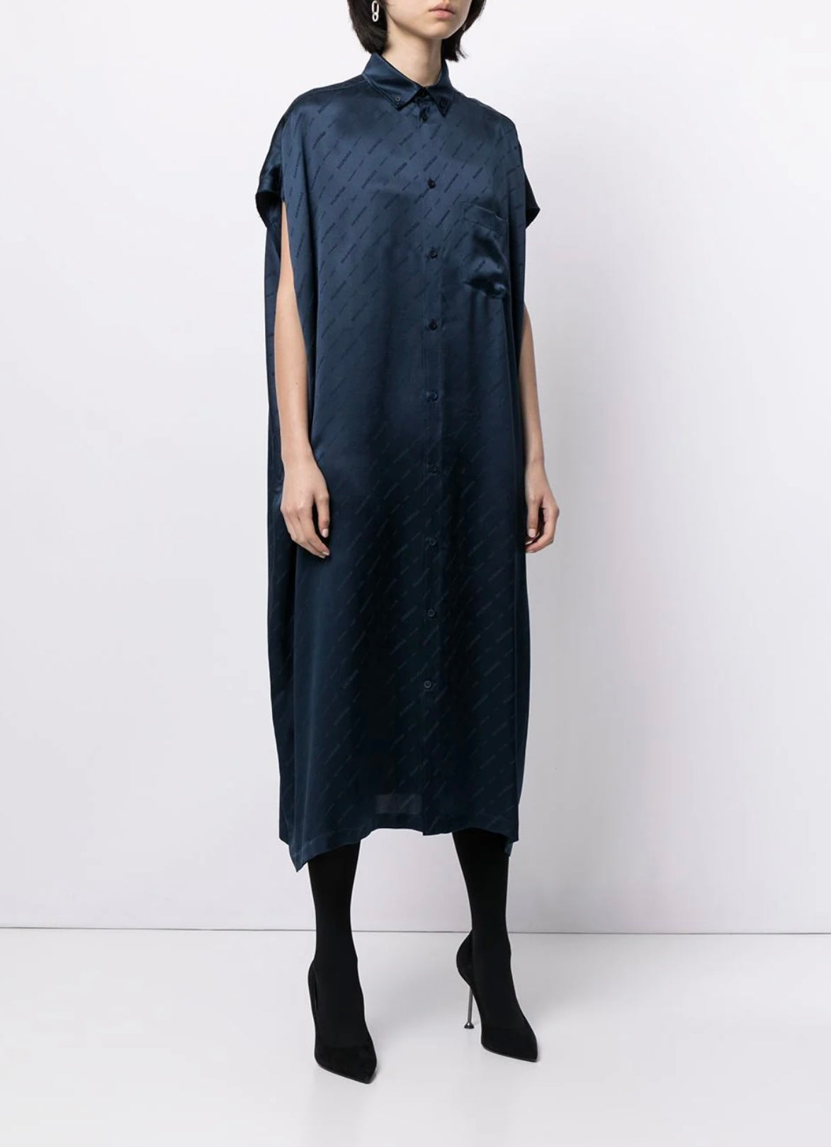 Balenciaga Jacquard Logo Silk Midi Dress