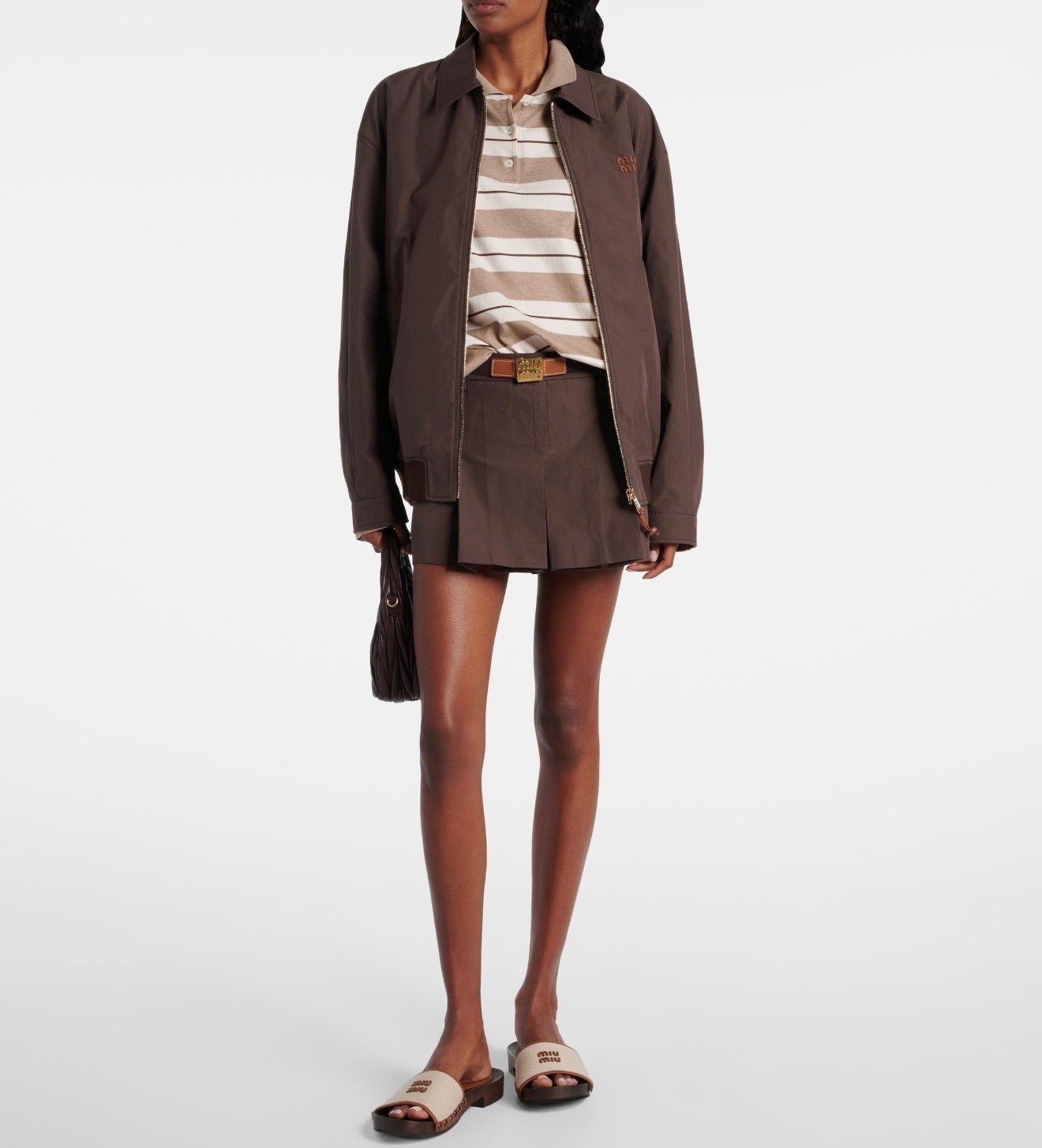 Miu Miu - Beige Canvas Leather Clogs