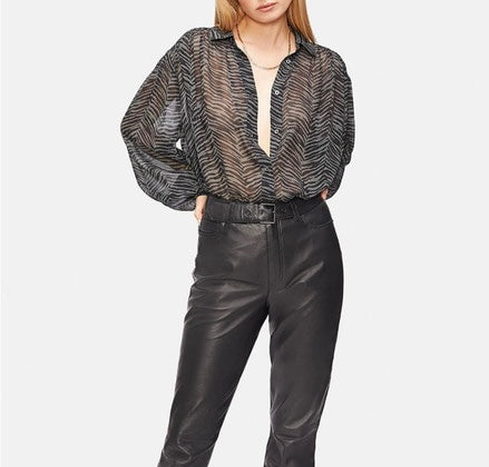Anine Bing Sheer Zebra Blouse