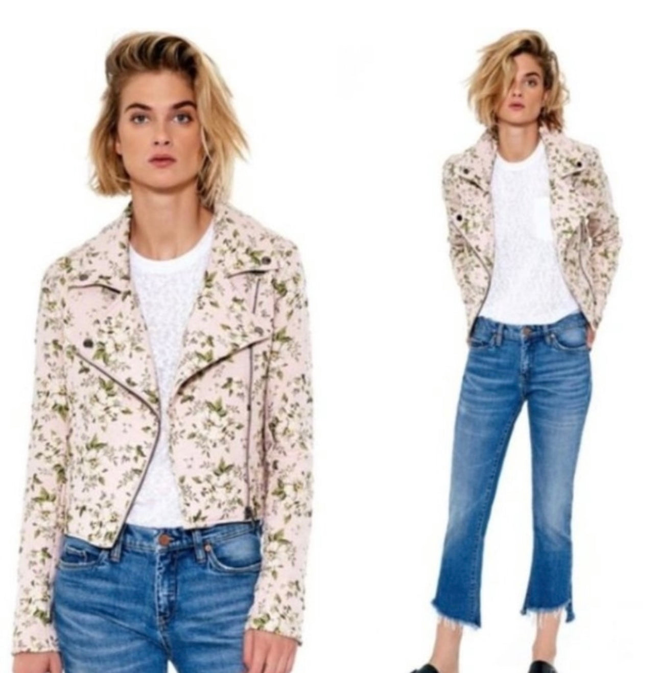BLANKNYC Pink Floral Moto Zip Jacket