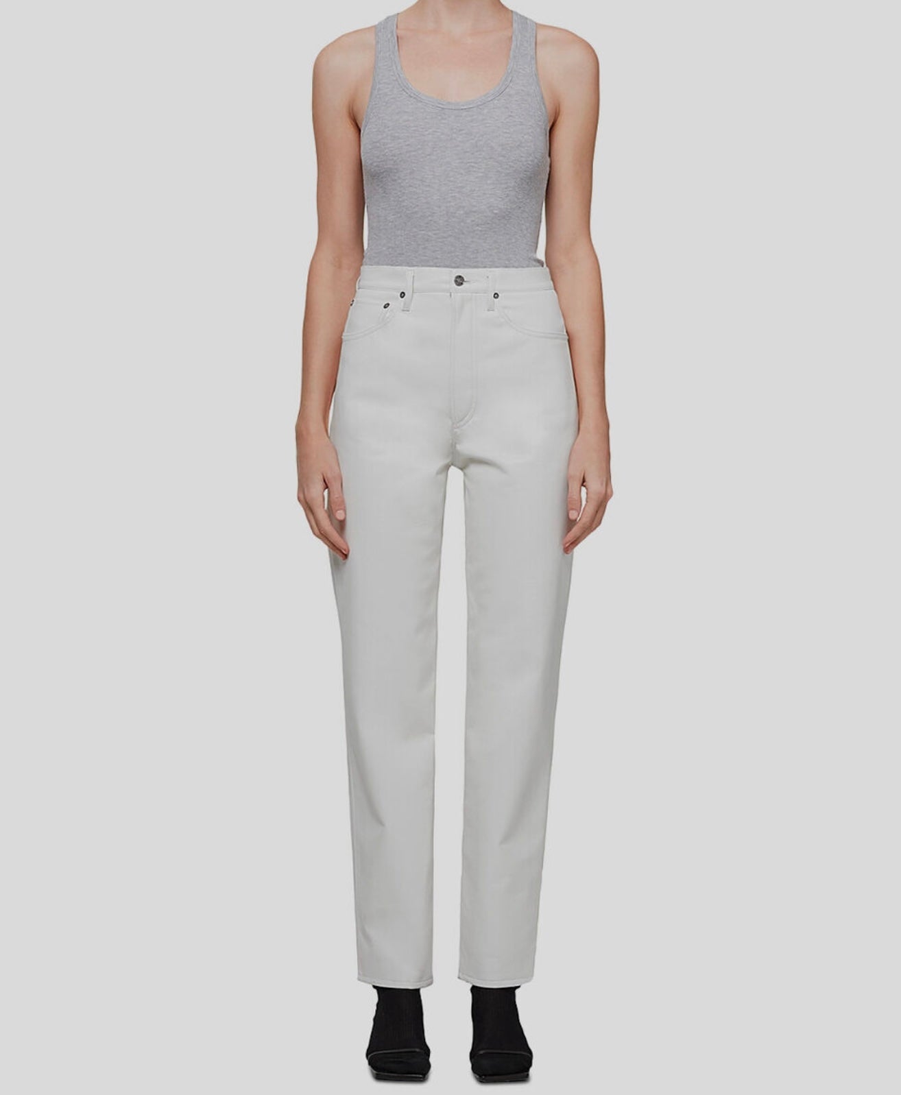 Agolde Women's White Fitted 90's Recycled Leather Pants