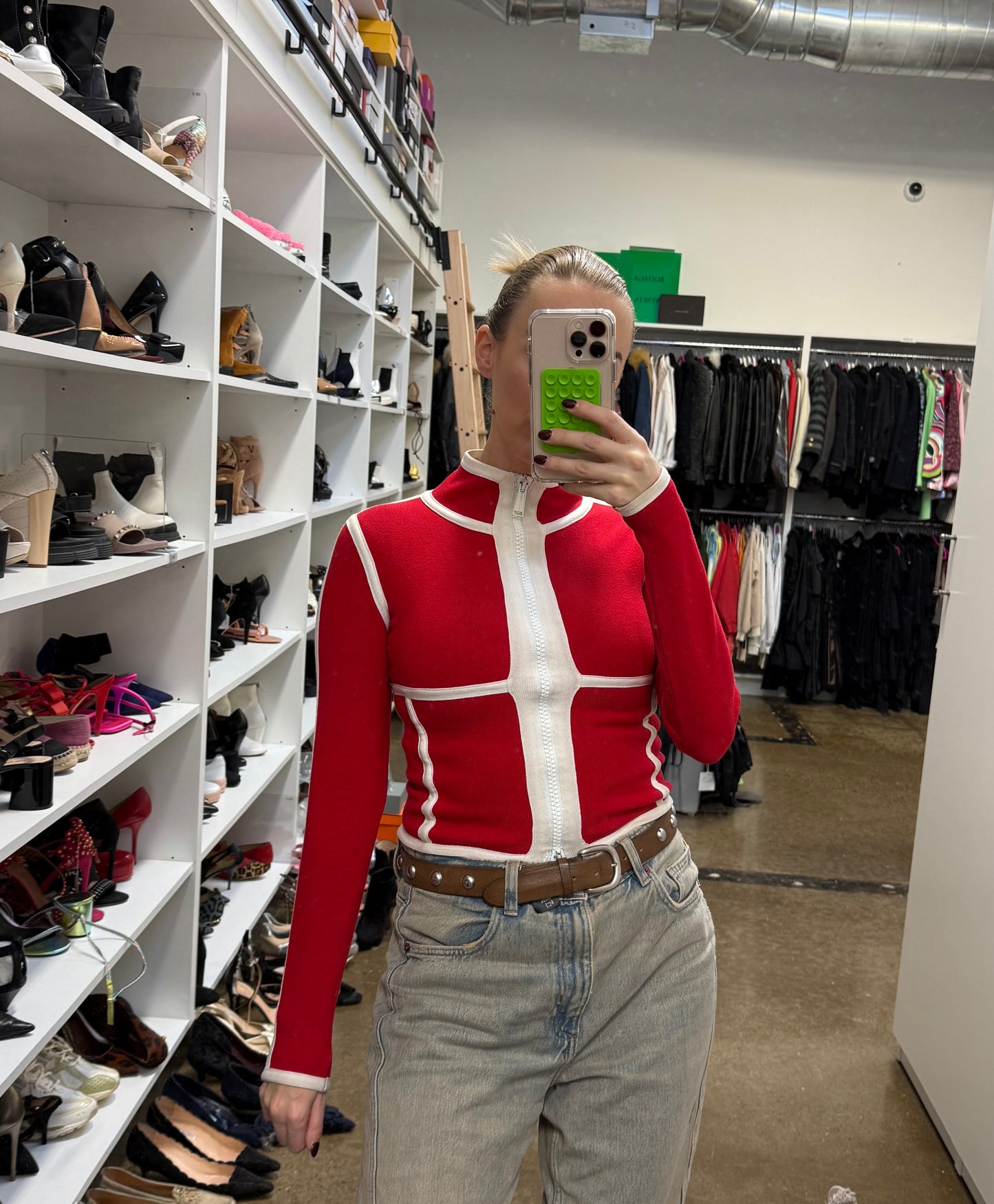 DSQUARED - Red & White Zip Sweater