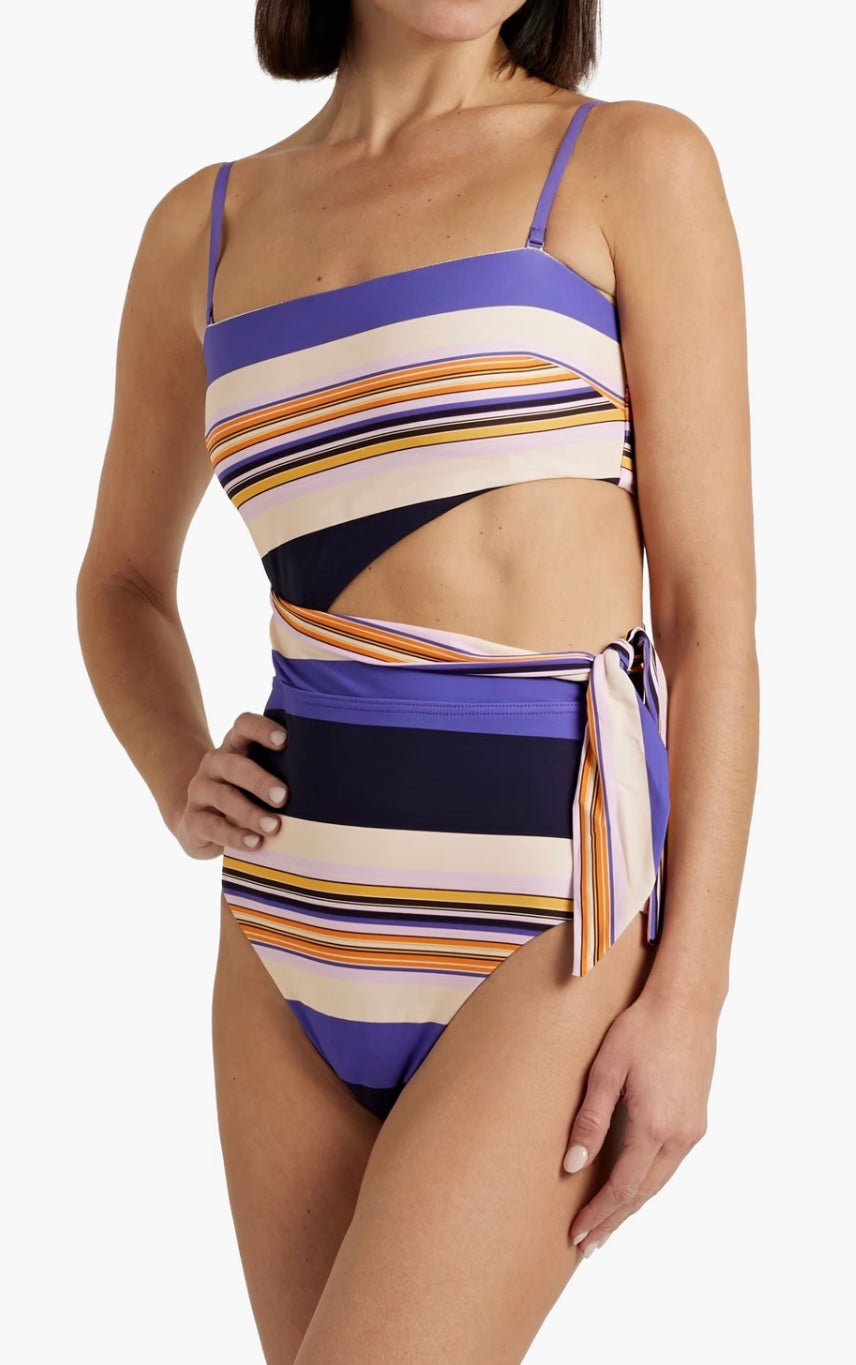 ZIMMERMANN
Cutout striped bandeau swimsuit