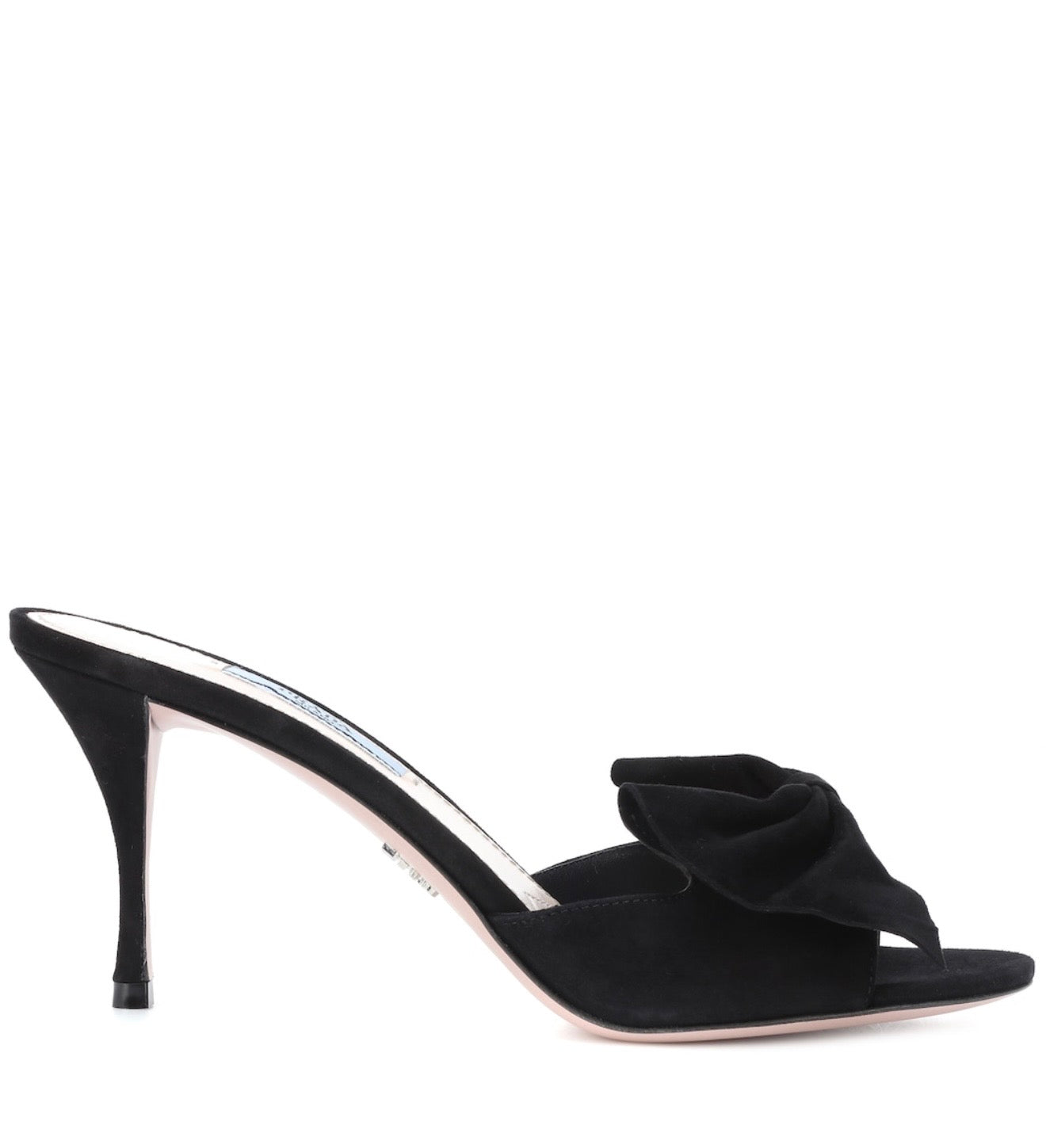 Prada - Black Suede Bow Mules
