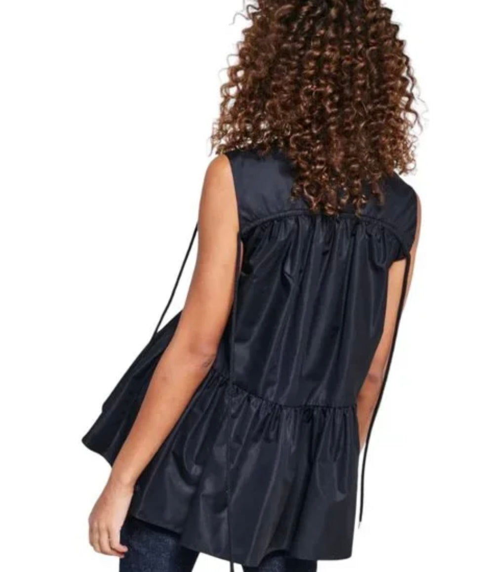 ANKVAS - Sleeveless Babydoll Blouse in Black