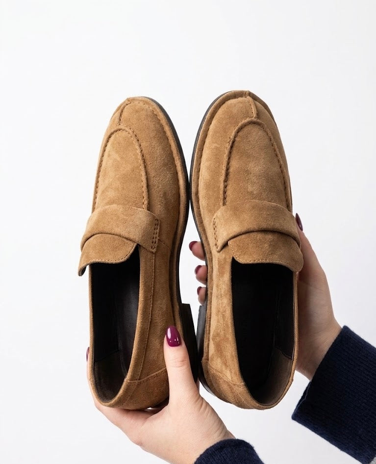 MASSIMO DUTTI light brown suede loafers