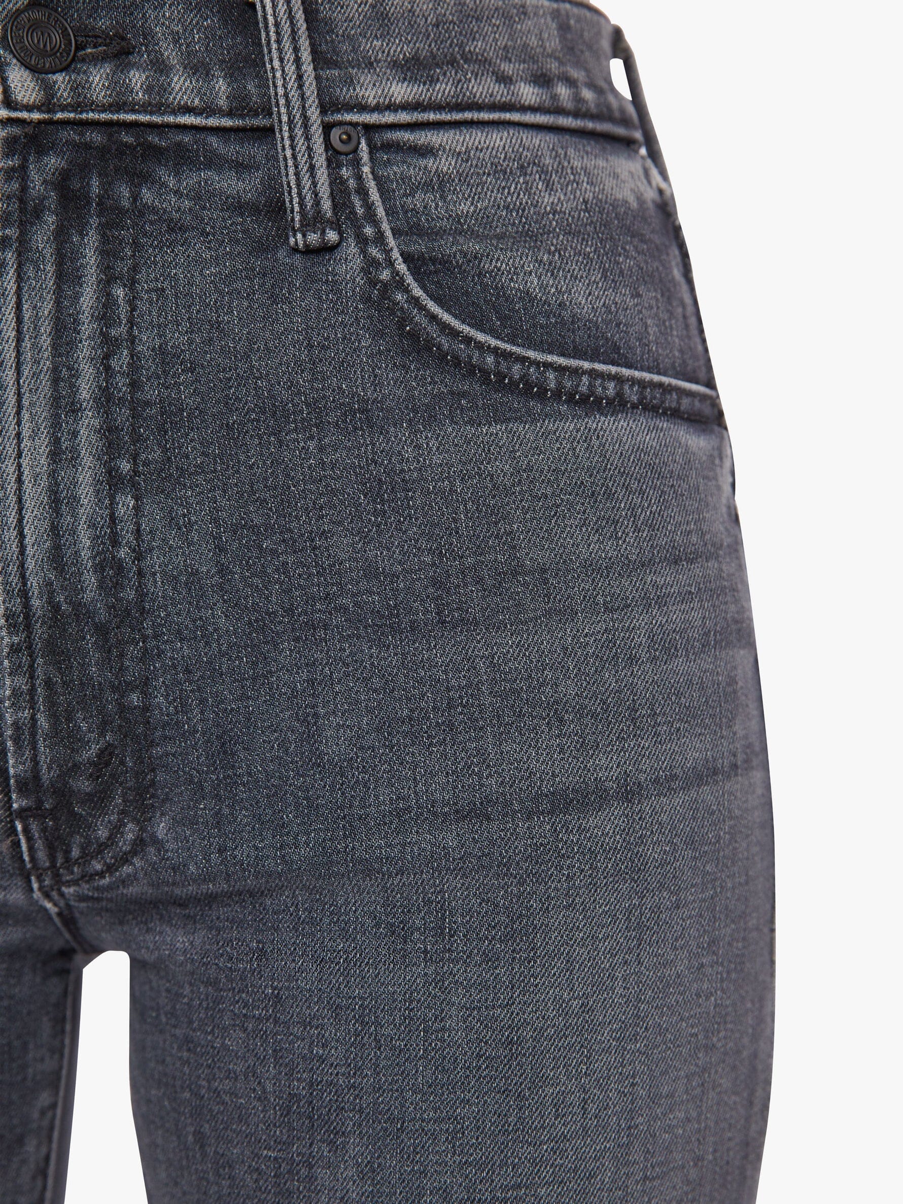 Mother The Rambler Zip Ankle In Dark Grey Wash Jeans