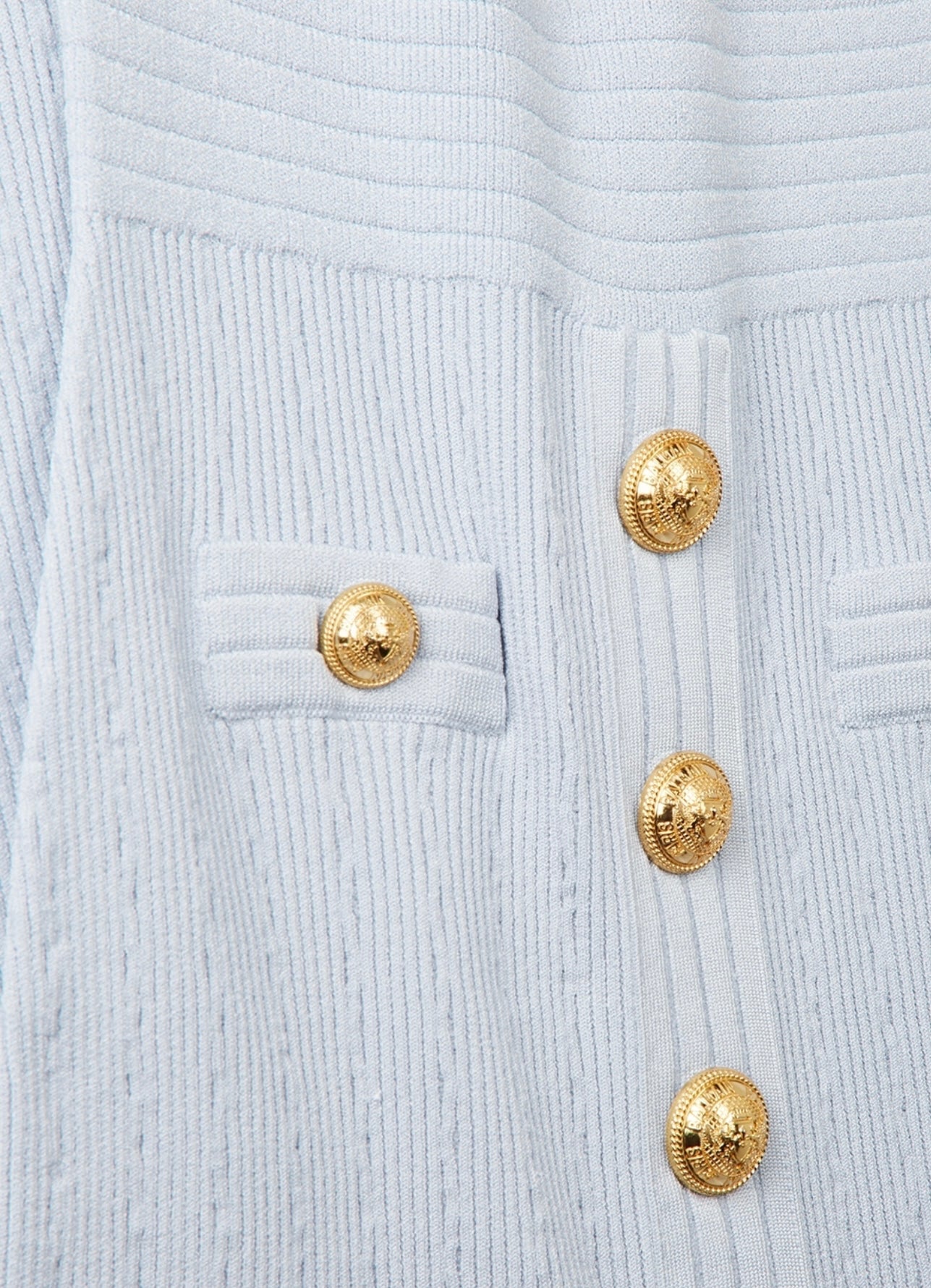 BALMAIN
Ribbed-Knit Mini Dress - Light Blue