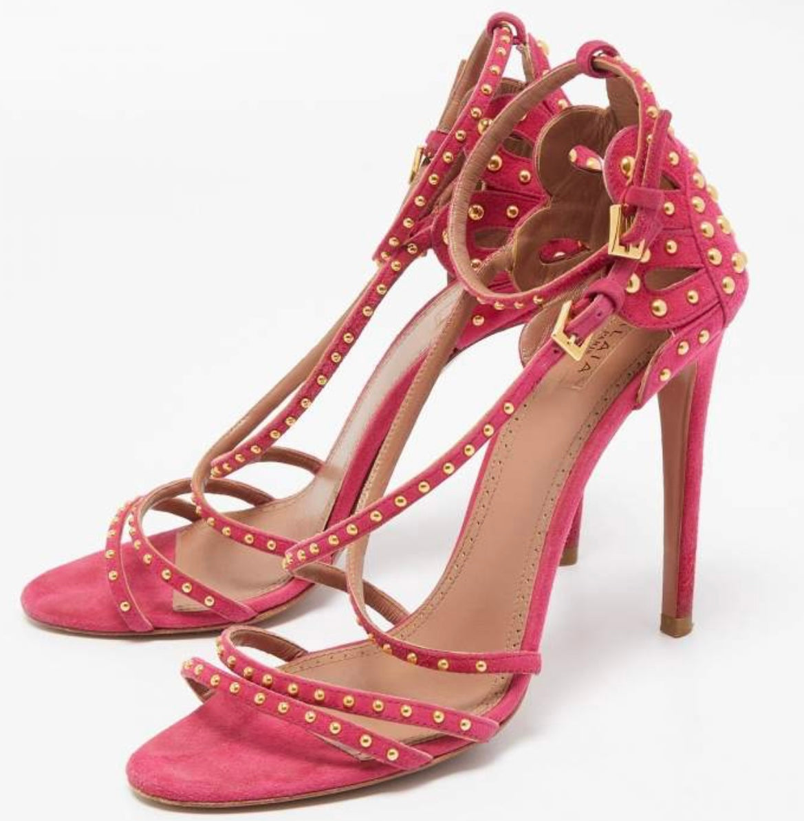 Alaia
Alaia Pink Suede Studded Strappy Ankle Strap