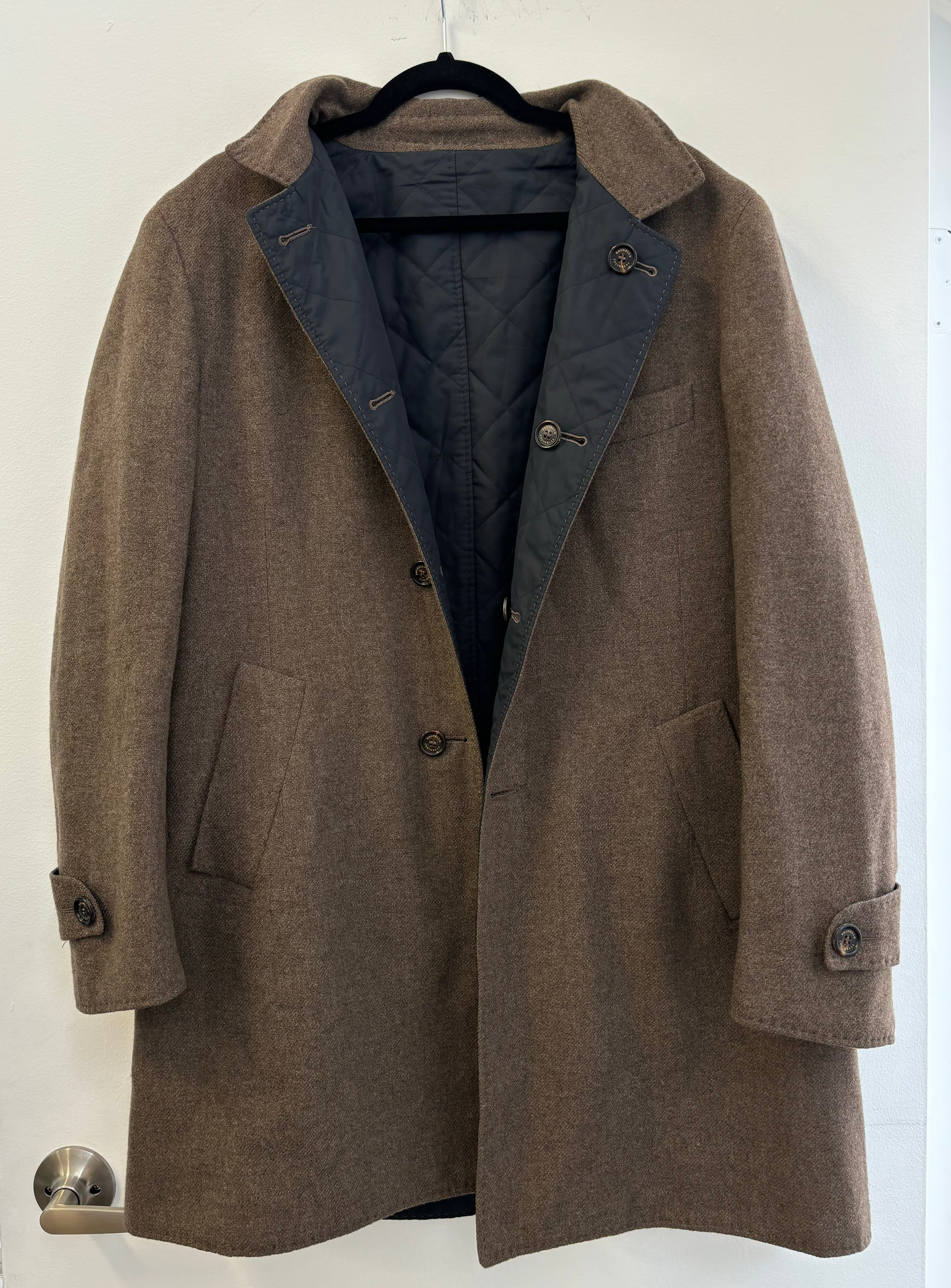 BRUNELLO CUCINELLI reversible brown/navy wool jacket