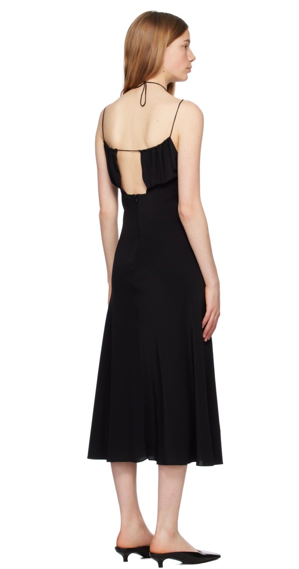 TOTEME black silk gathered halterneck maxi dress