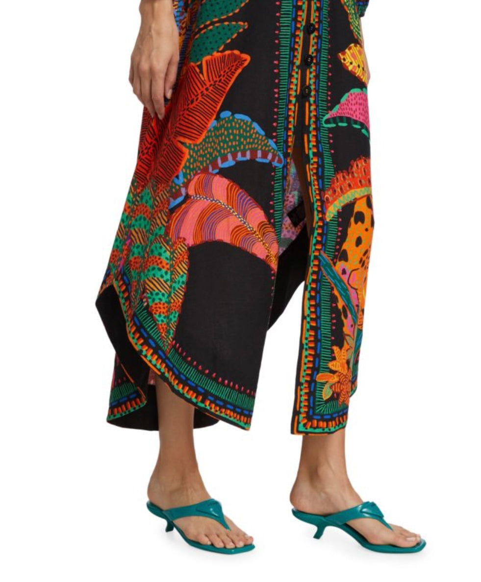 Farm Rio Black Cool Leopards Maxi Dress