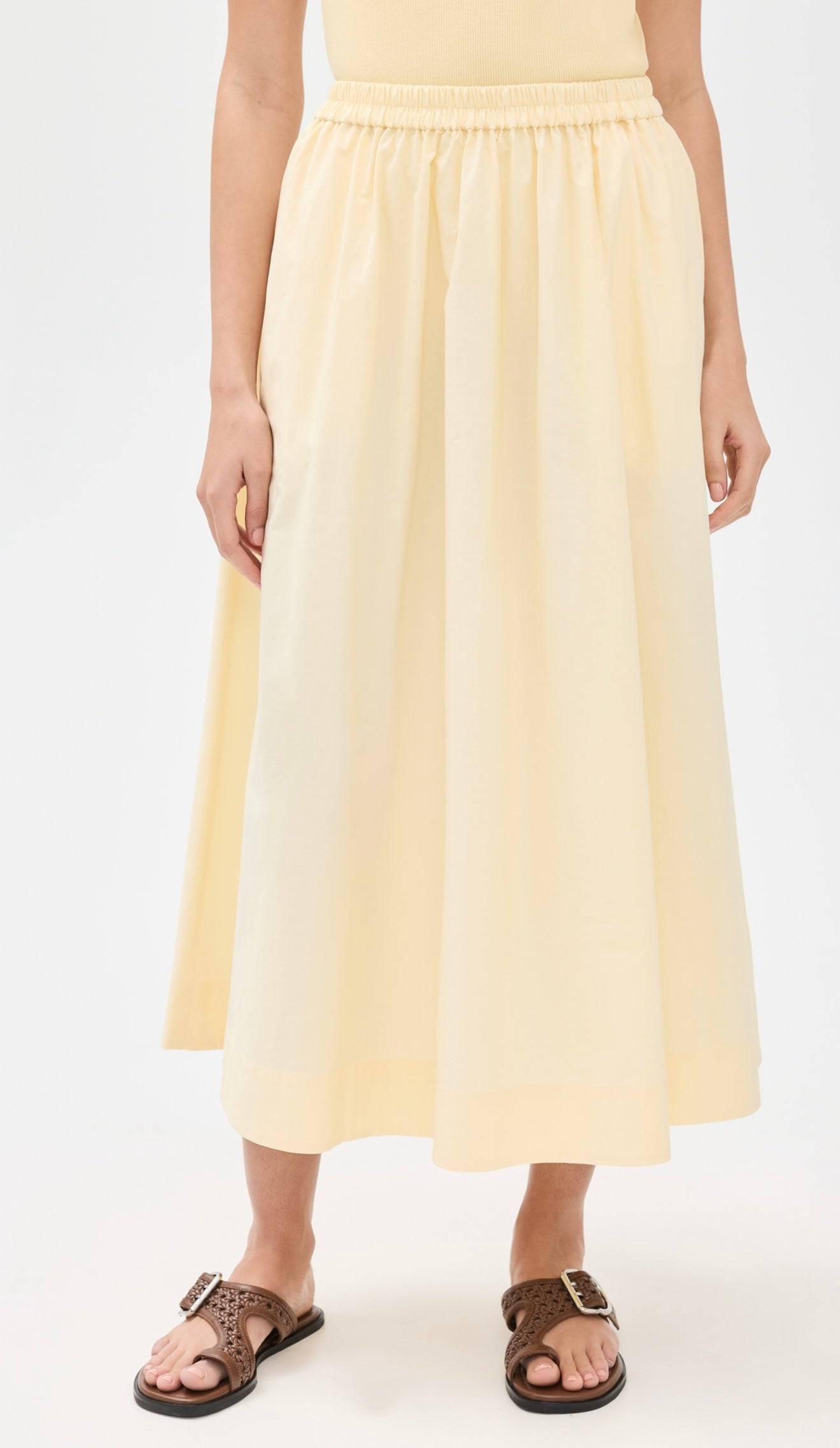 ALIGNE - NATALIE ELASTICATED COTTON MIDI SKIRT