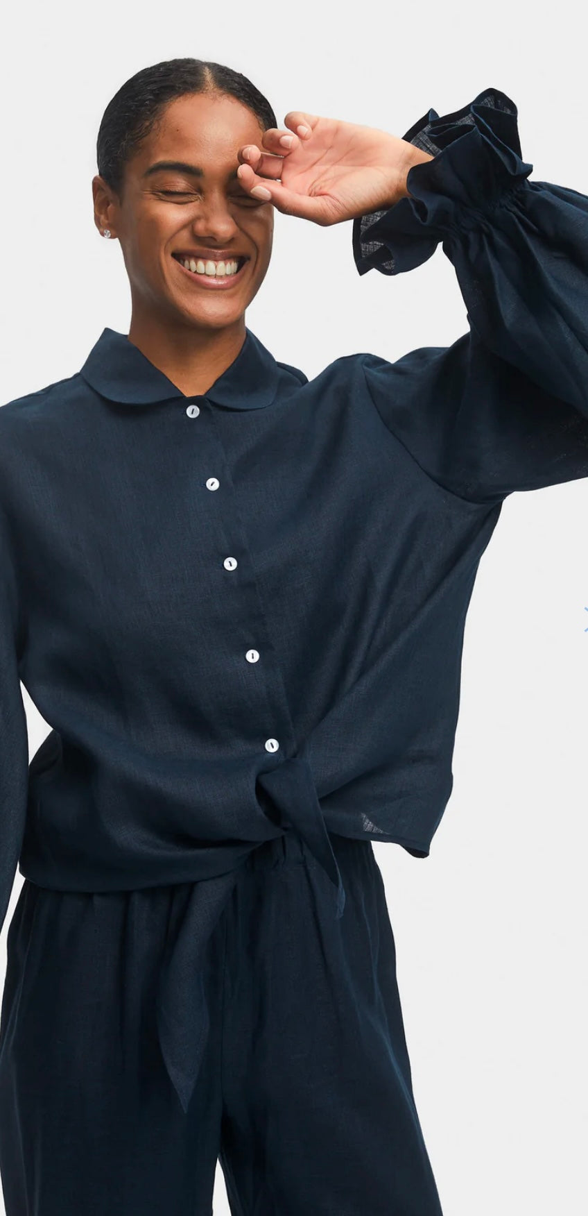 SLEEPER - Rumba Linen Lounge Suit in Navy