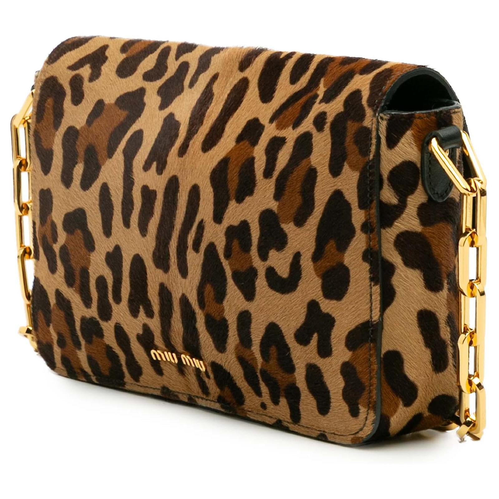 MIU MIU cheetah print pony hair crossbody bag with GHW chain, dust bag