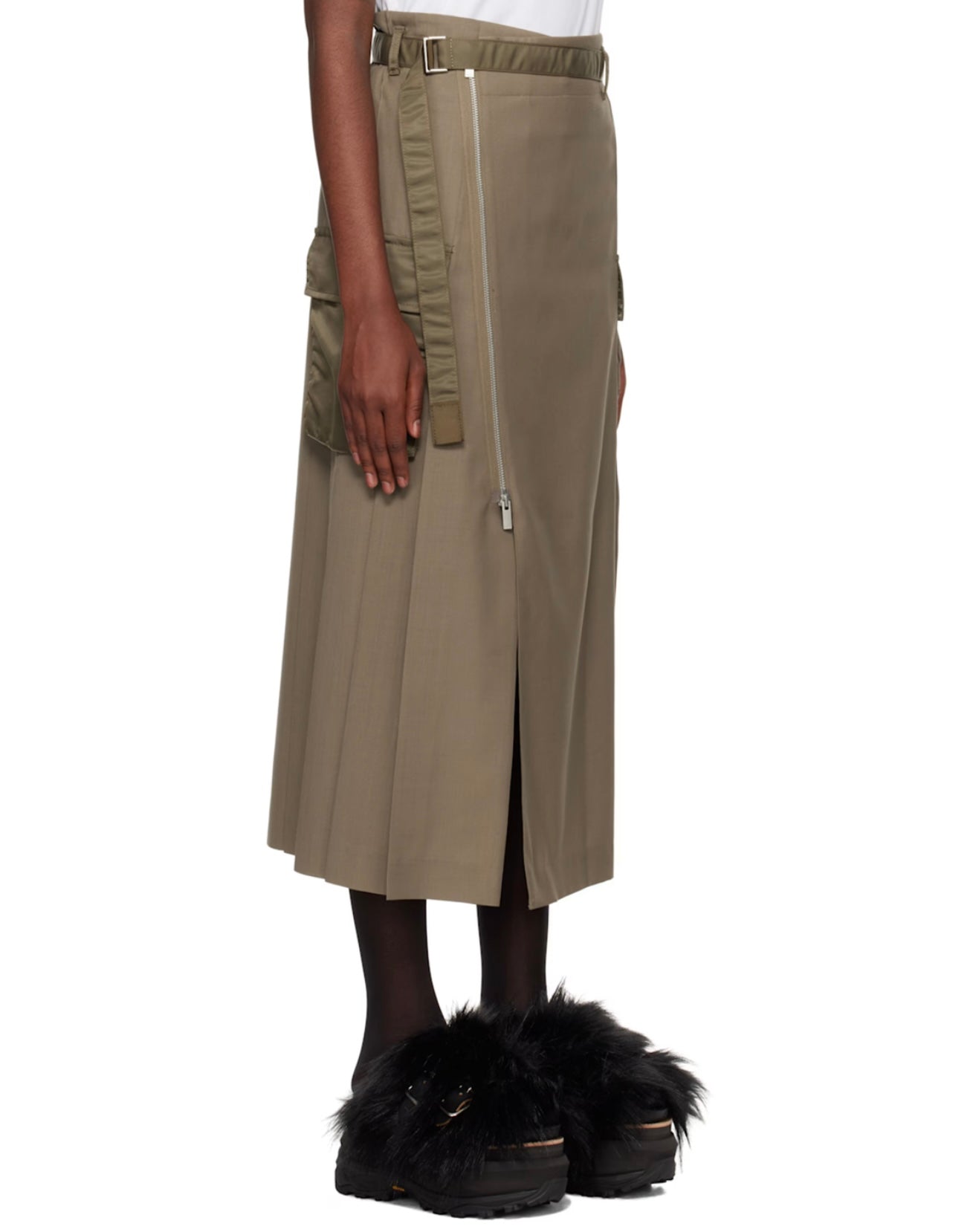 Sacai Nylon twill midi skirt