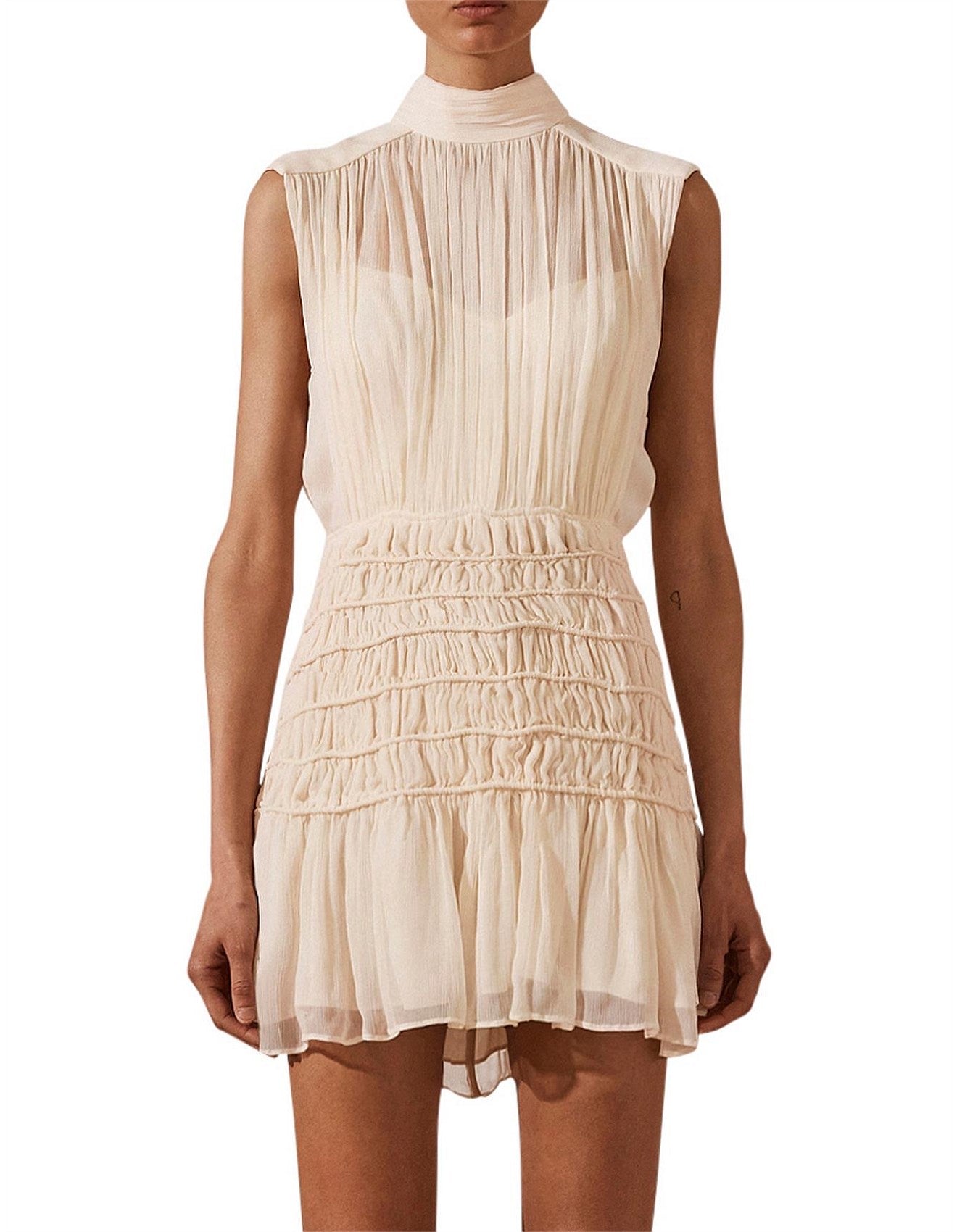 SHONA JOY high neck sleeveless corded mini dress