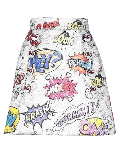 DOLCE & GABBANA cartoon print silver skirt