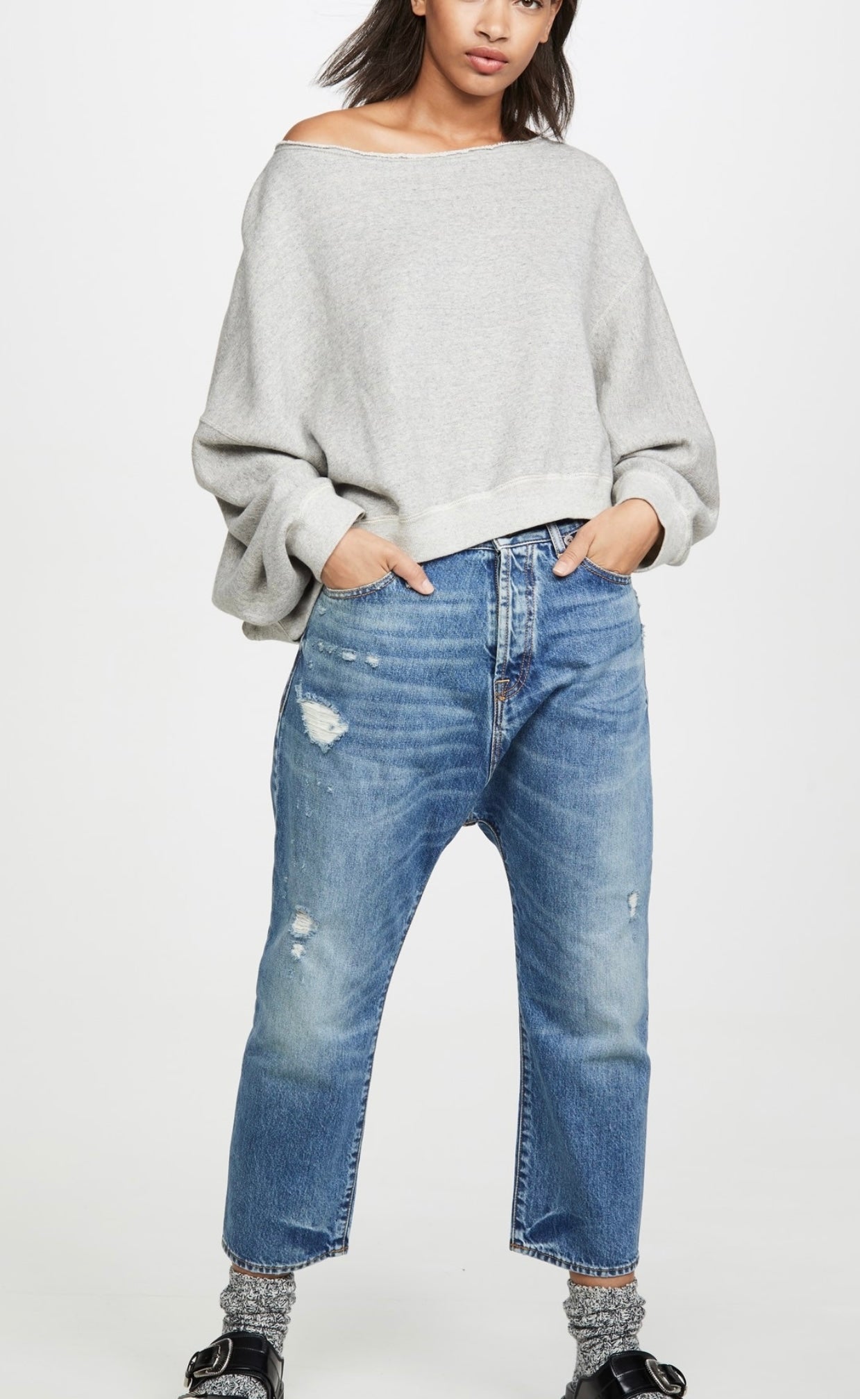 R13
Tailored cropped Drop Denim