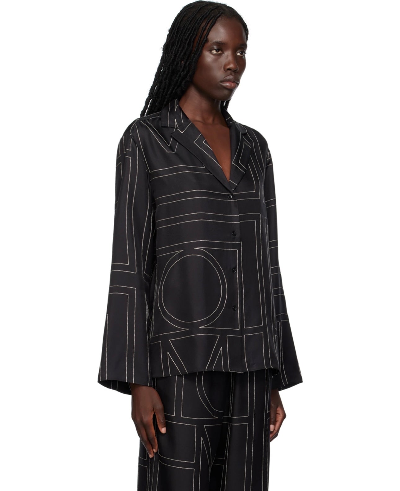 TOTEME
Black Monogram Shirt & Pants (being sold as a set)