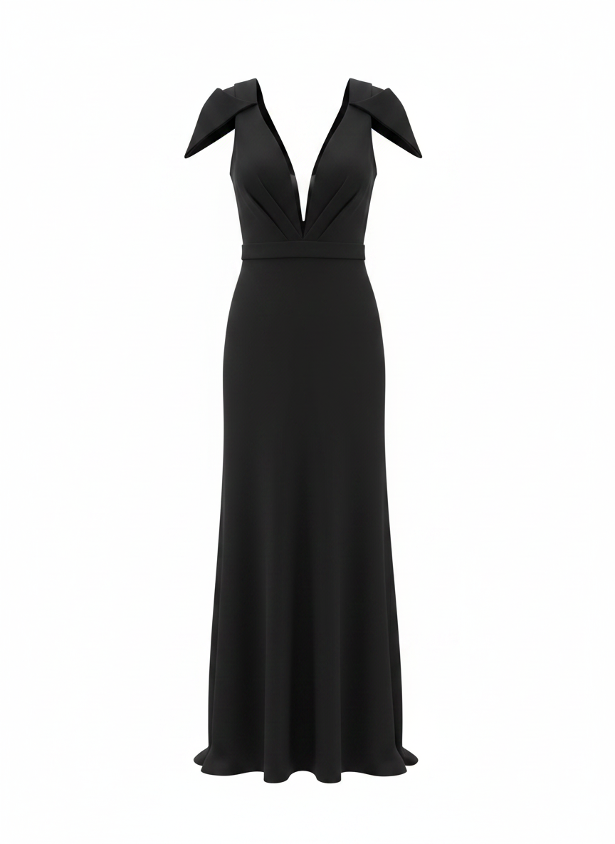 ABS black gown with bow sleeve