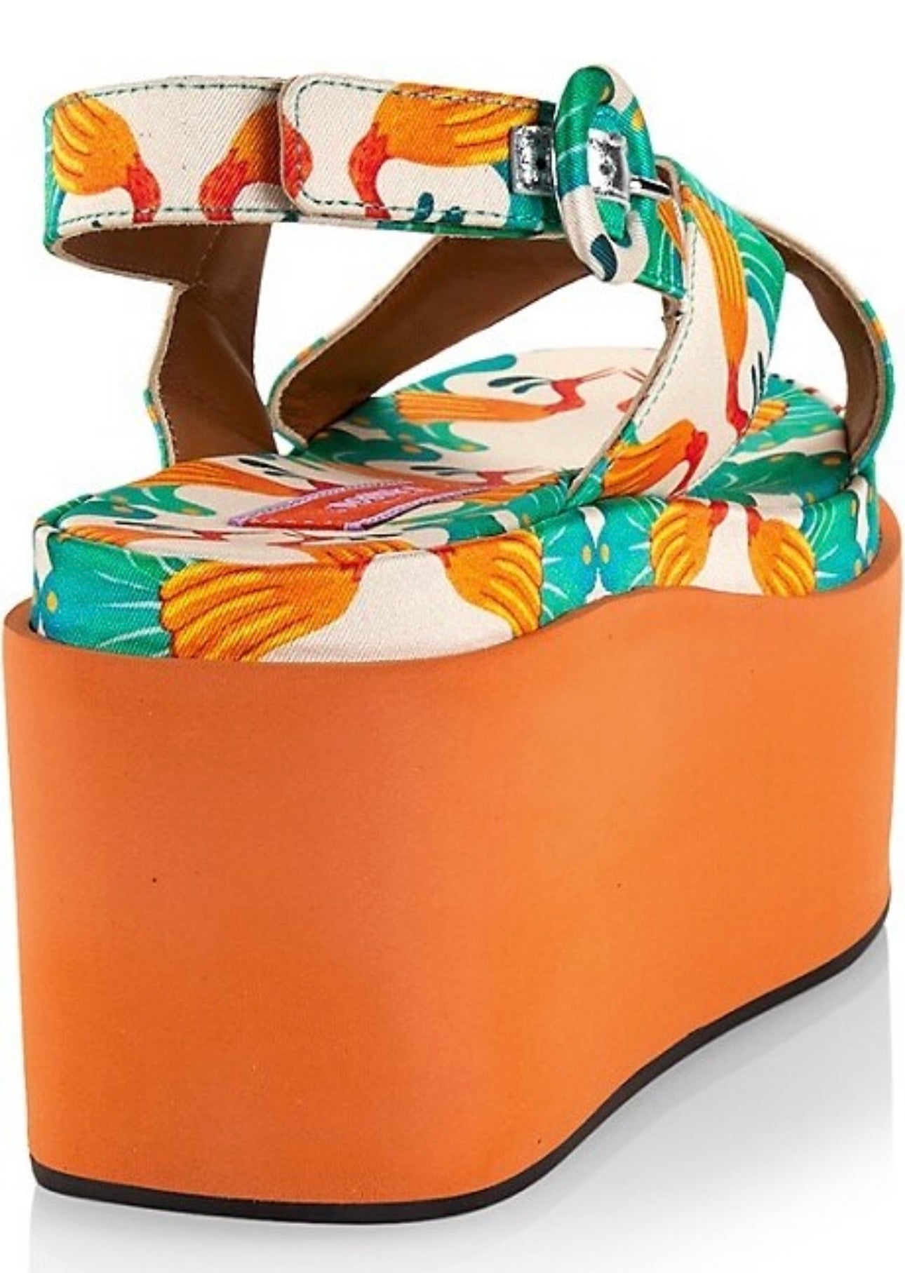 LA DOUBLE J printed criss cross platform wedge sandal
