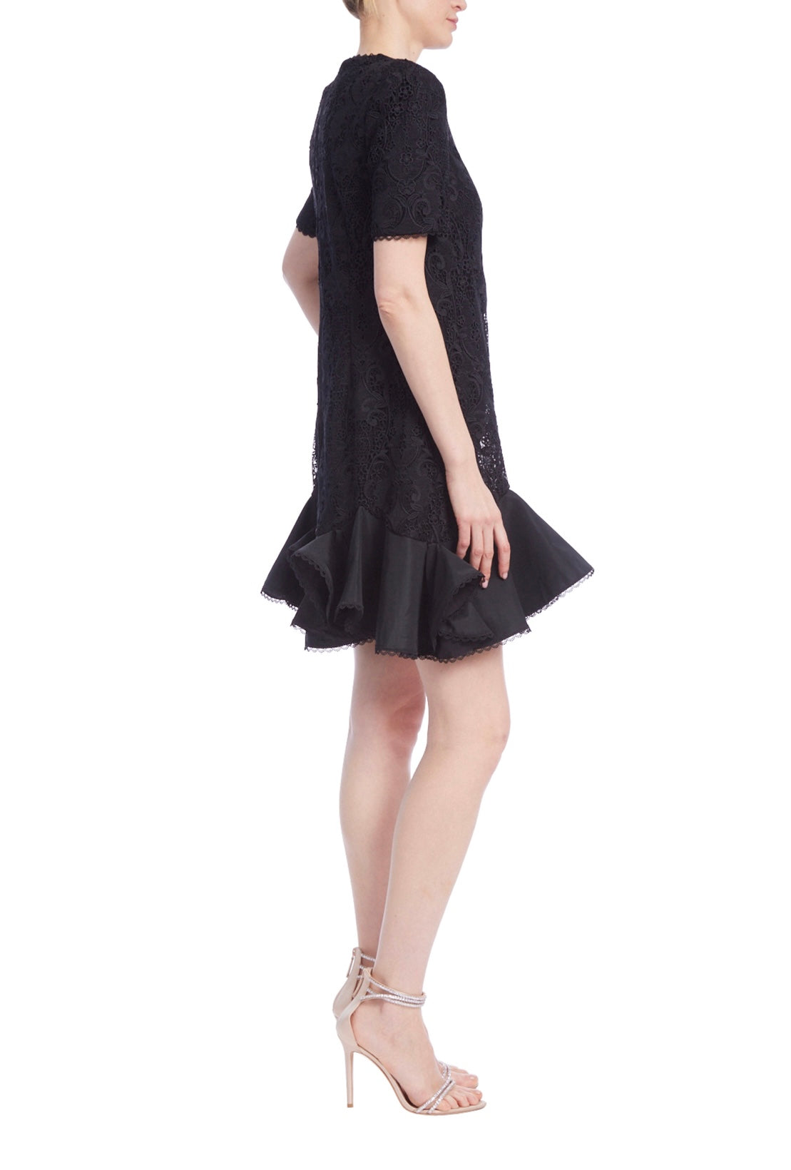 Badgley Mischka - Lacey Shift Dress with Flounce Hem