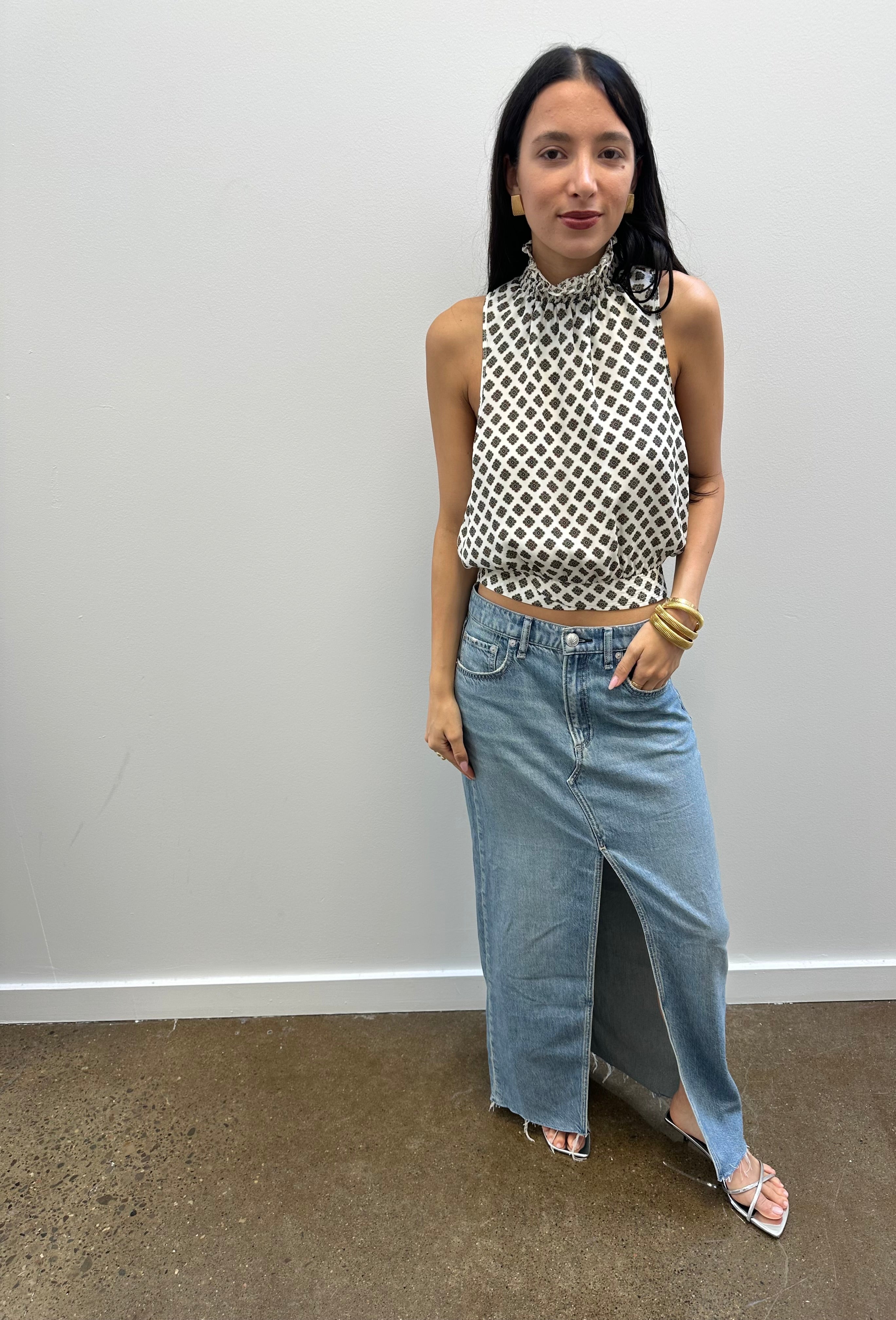 RAG & BONE - FRONT SLIT DENIM MAXI SKIRT