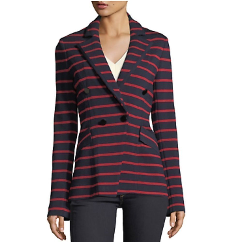 VERONICA BEARD Fontana jacket in navy with red stripes