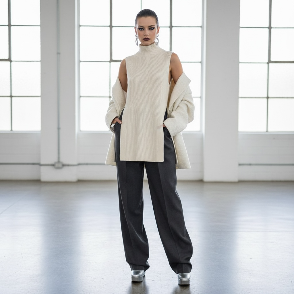Proenza Schouler - Mockneck knit top with side slits