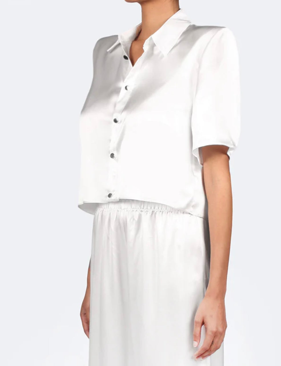 NAMESAKE - STUDIO ESSENTIAL - CROPPED SHORT SLEEVE BLOUSE & PANTS - SNOW