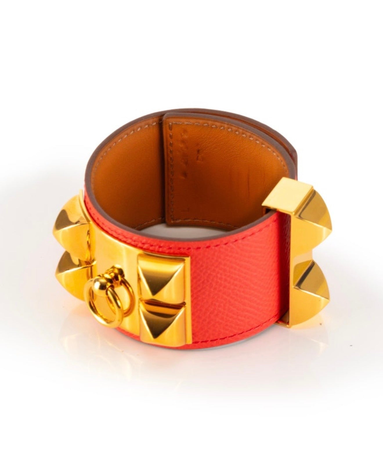 HERMES COLLIER DE CHEIN bracelet, blood orange/coral with GHW