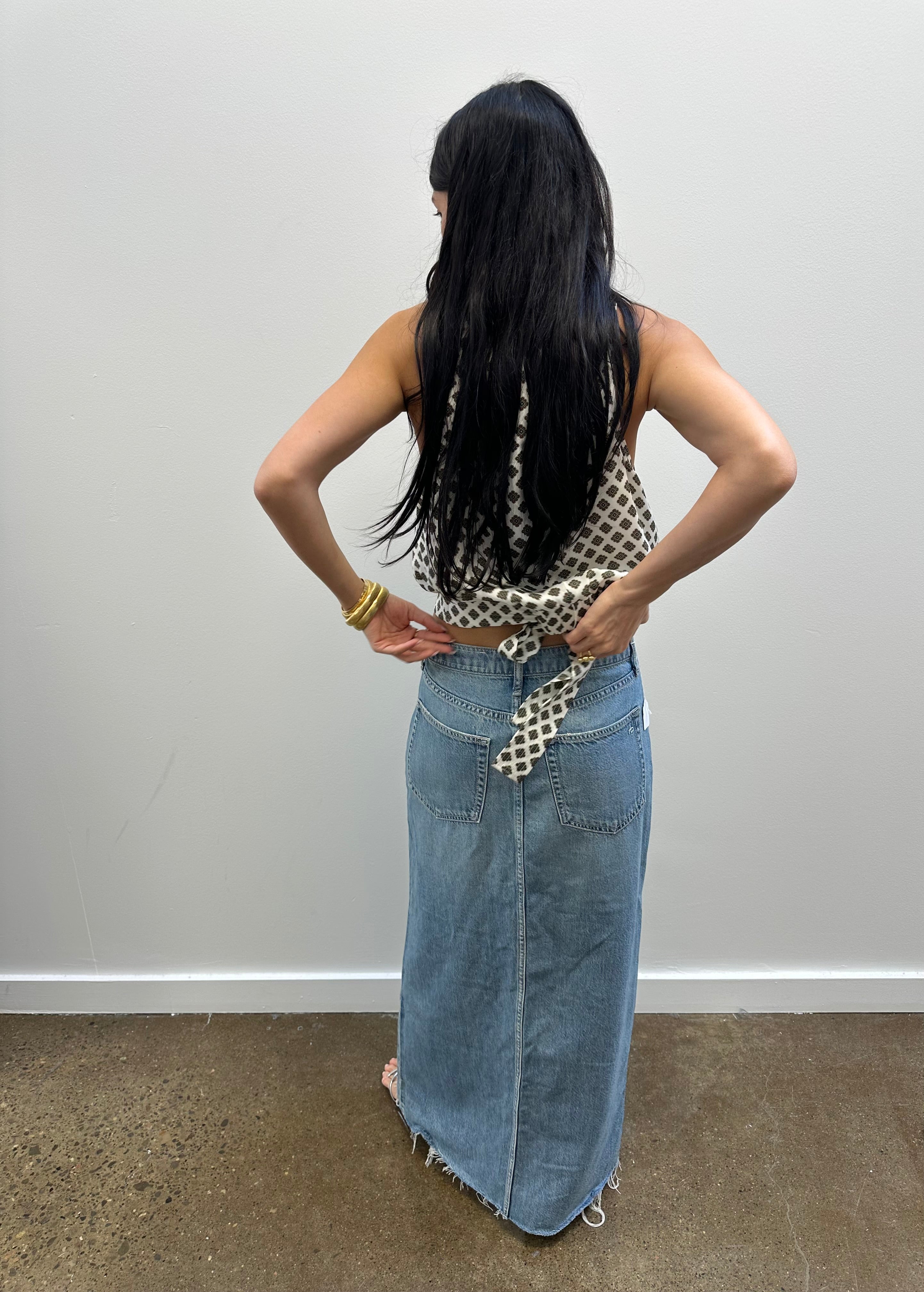 RAG & BONE - FRONT SLIT DENIM MAXI SKIRT