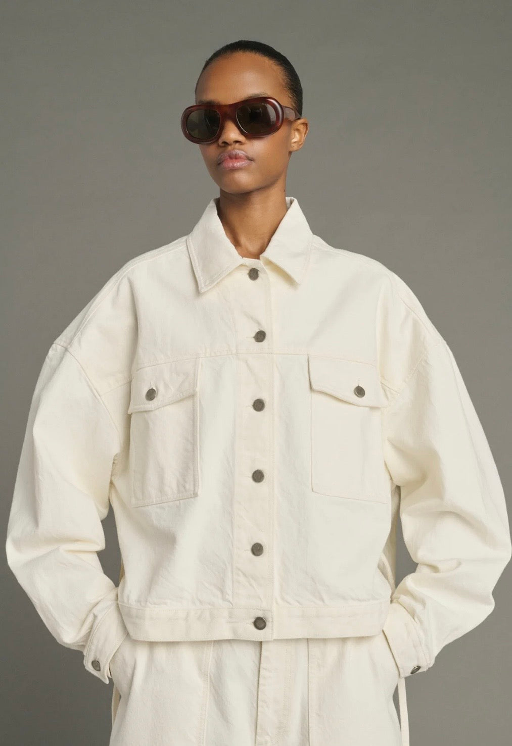 Soeur Denim jacket with belt - Lys