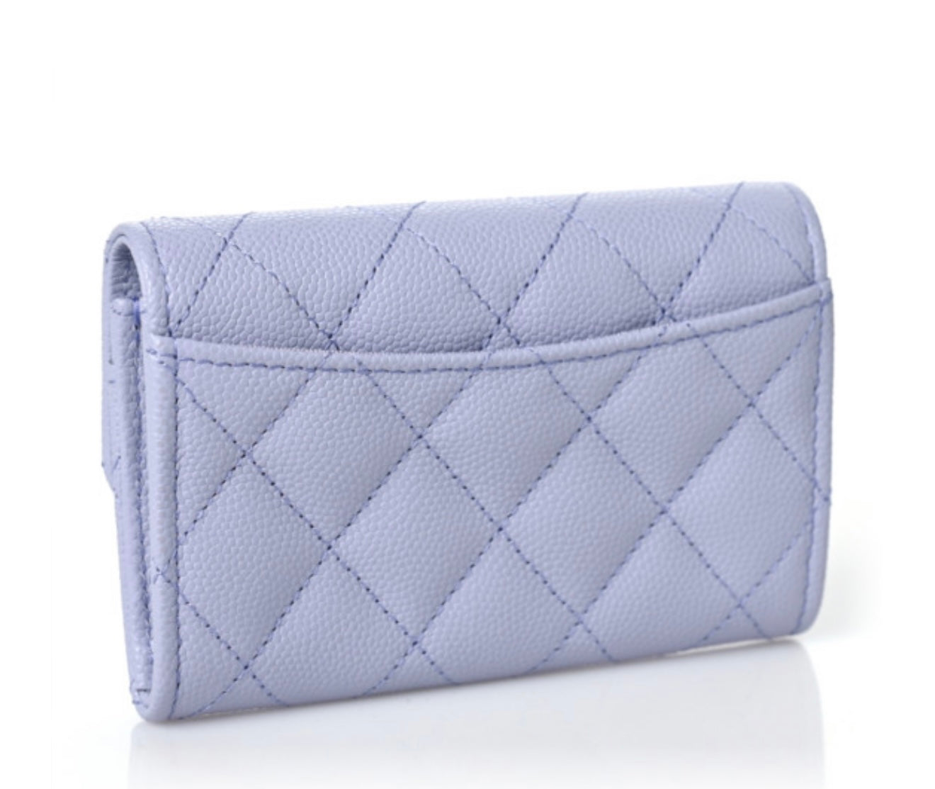 Chanel Caviar Quilted Flap Card Holder Wallet Light Purple