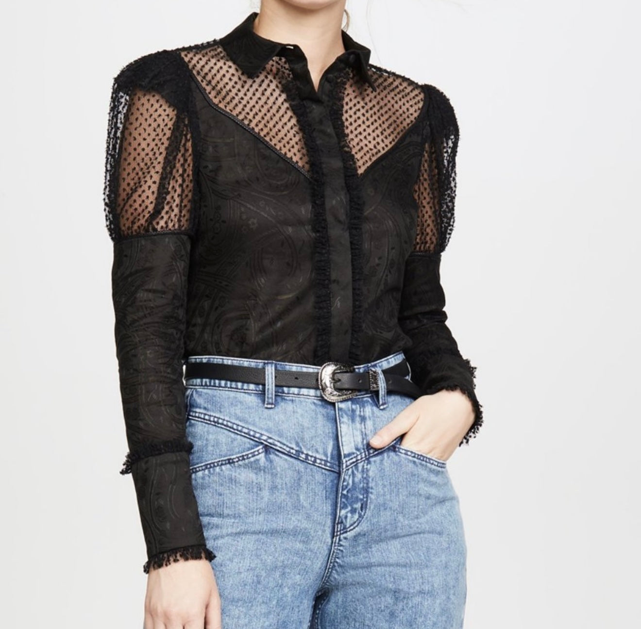Alexis Long Sleeve Mesh Button Up