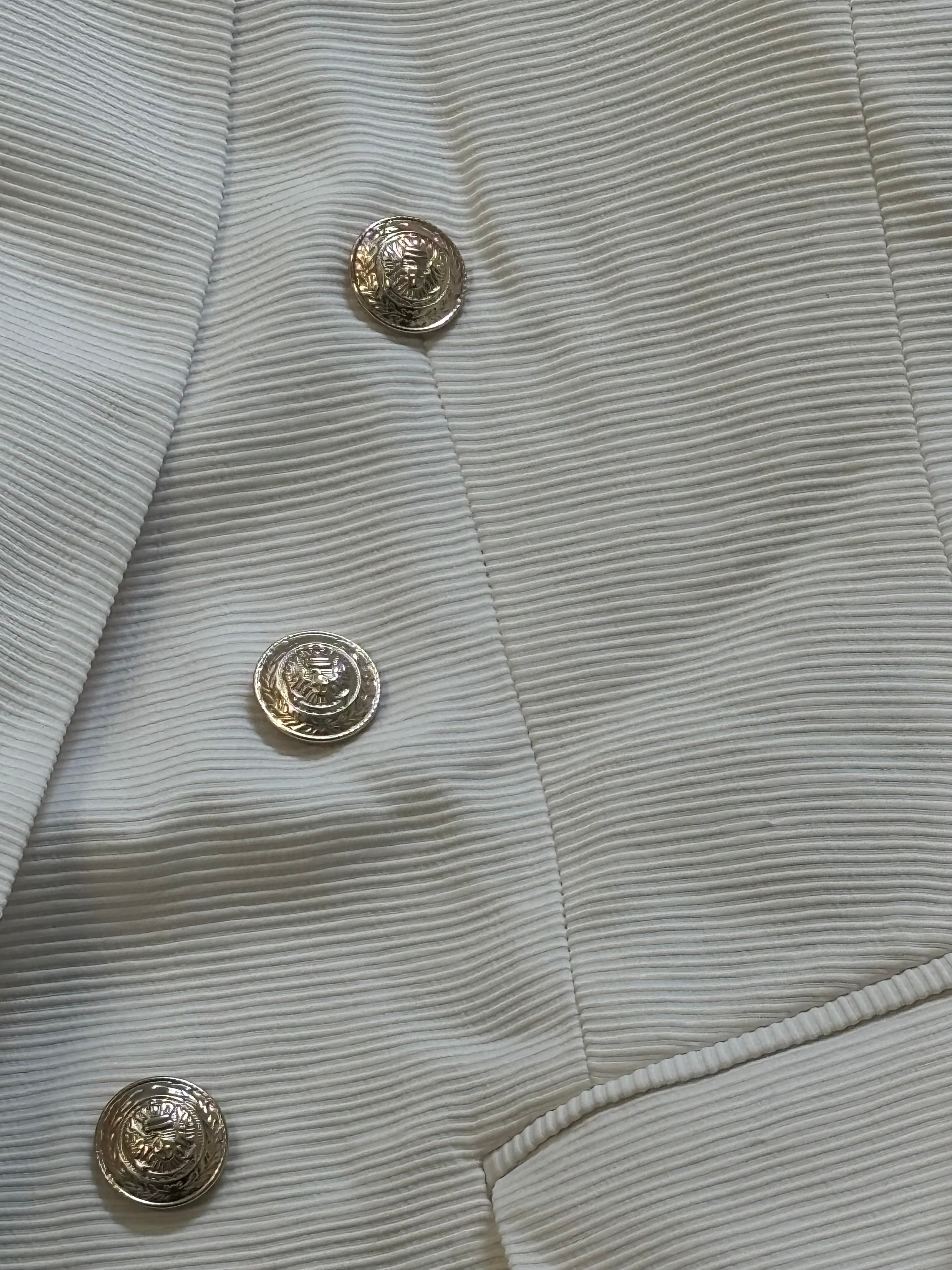 L'AGENCE white ribbed blazer