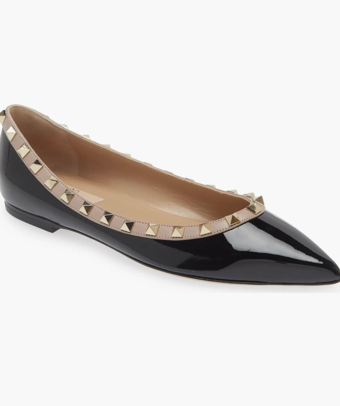 Valentino - Rockstud Pointed Toe Ballerina Flat