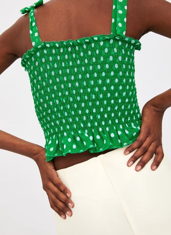 ZARA green polka dot elastic top