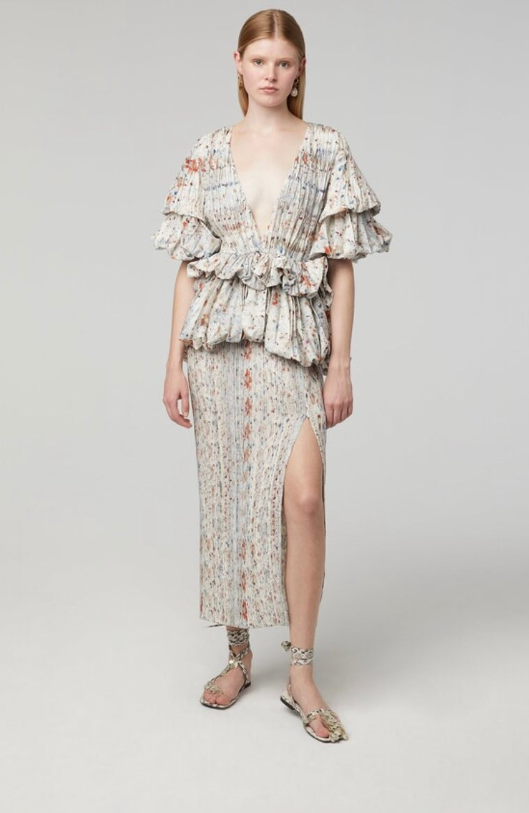 ALTUZARRA
Papyrus Pleated Flower Bundle-Print Dress