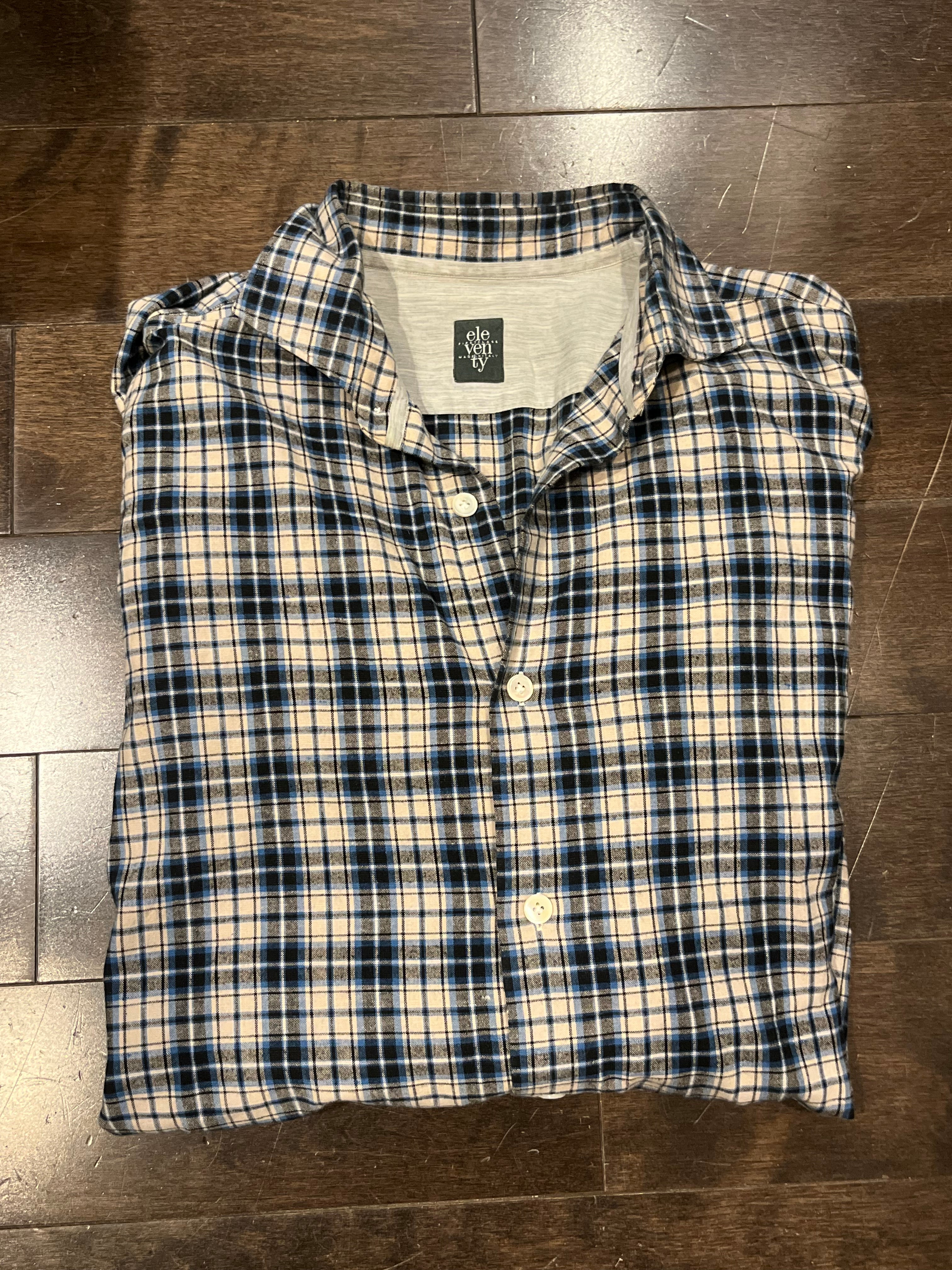 ELEVENTY blue/white/black flannel