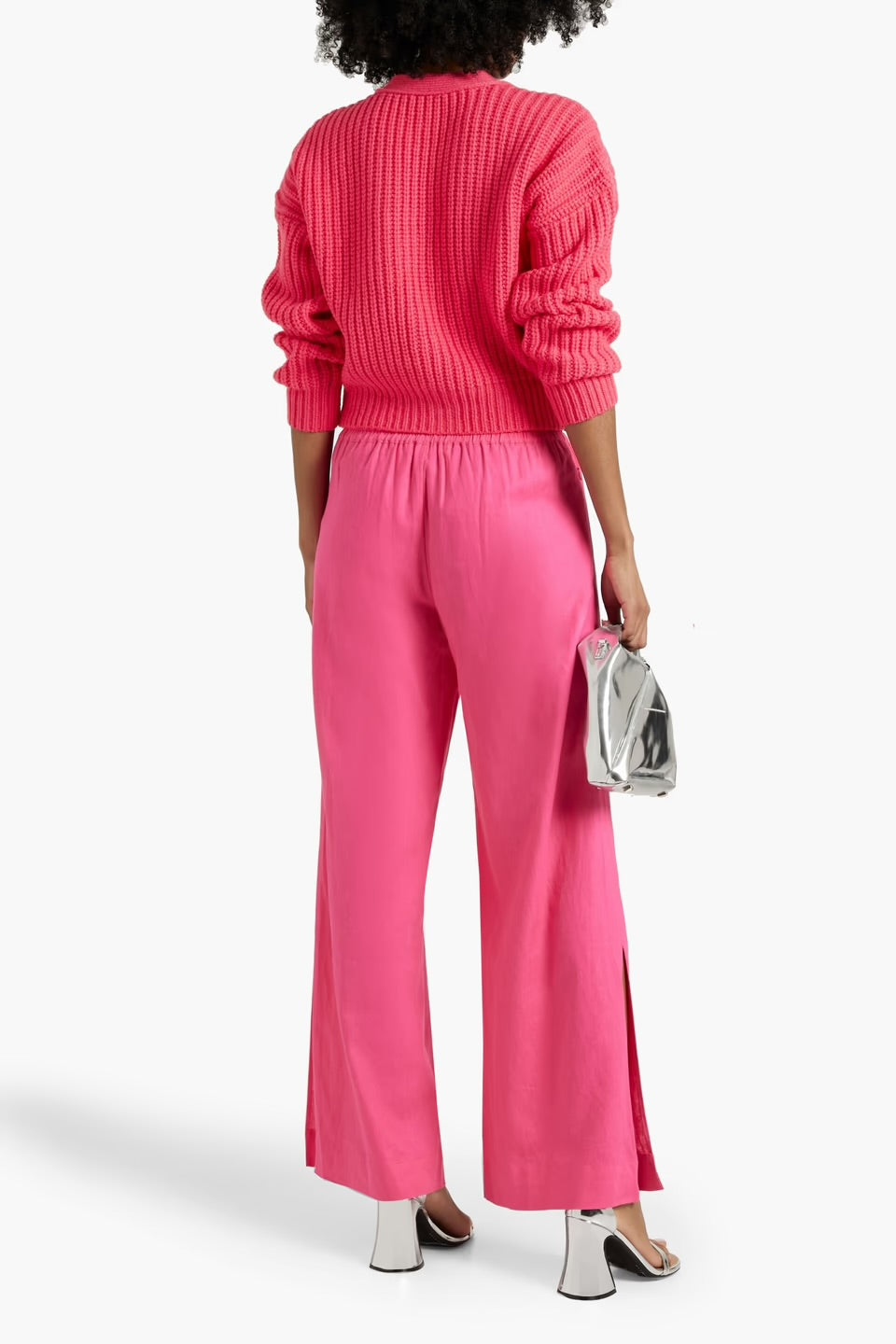 FRAME linen blend pants in flamingo