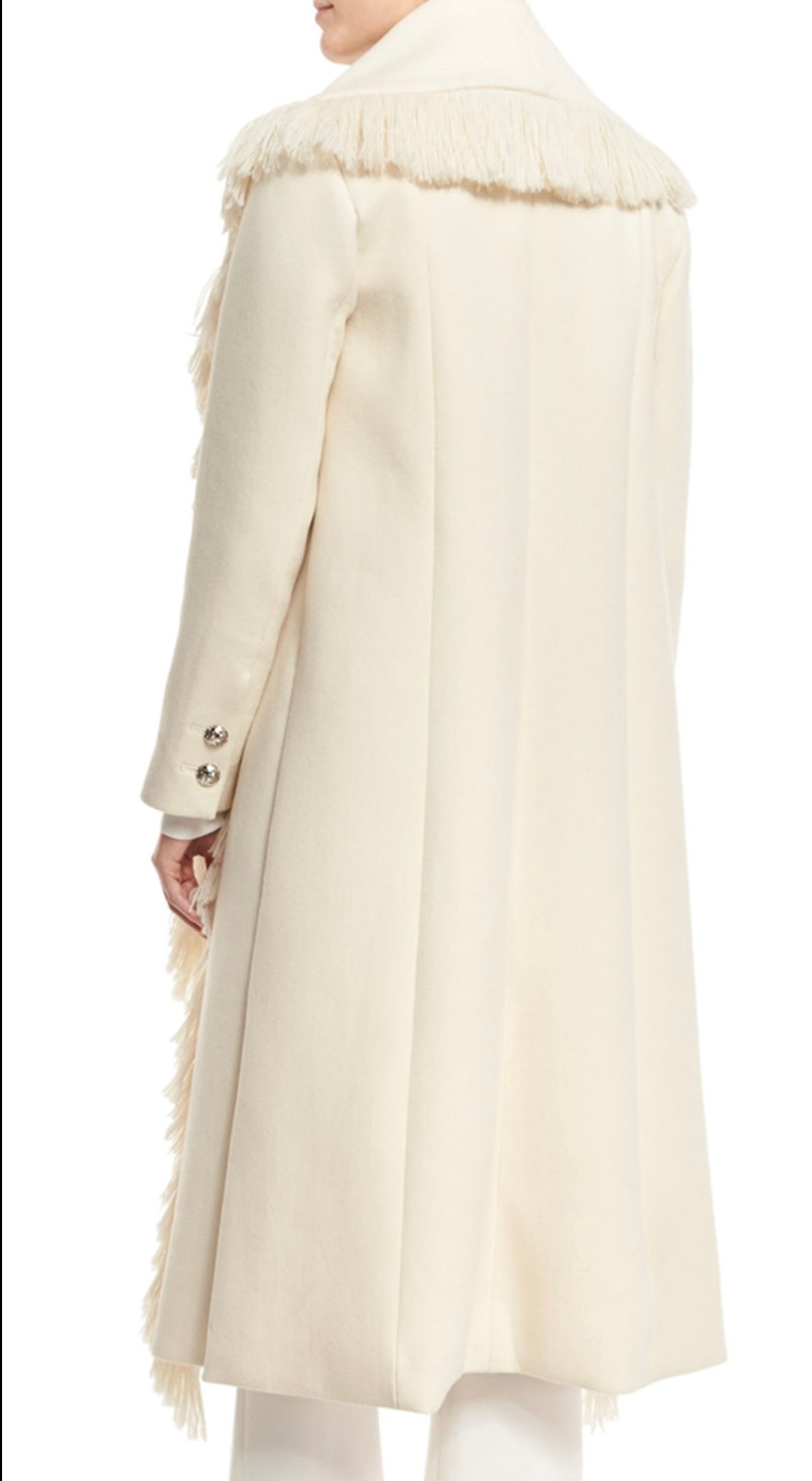 Simkhai
Fringe-Trim Wool-Blend Coat, Ivory