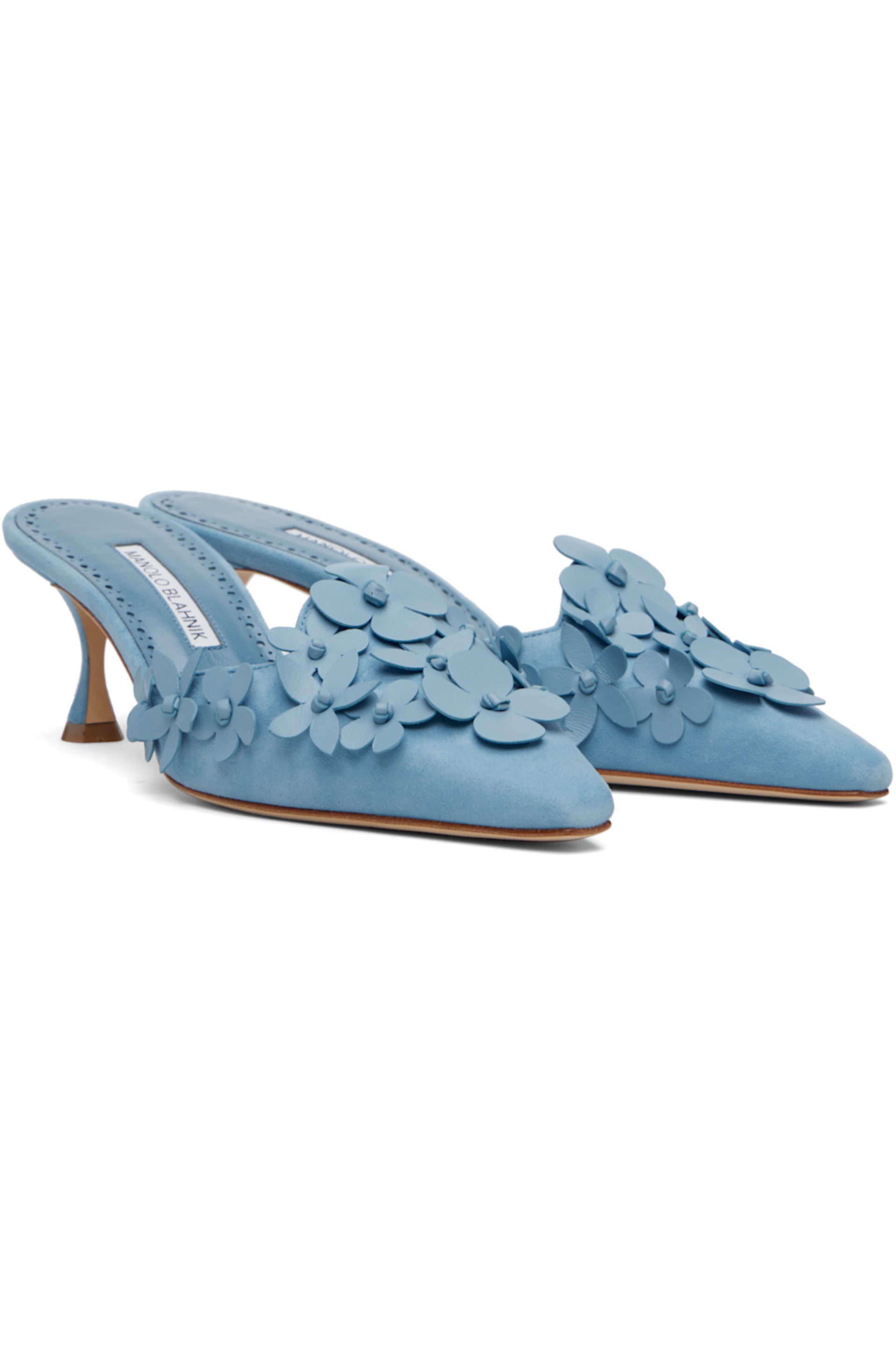 MANOLO BLAHNIK blue harnes mules