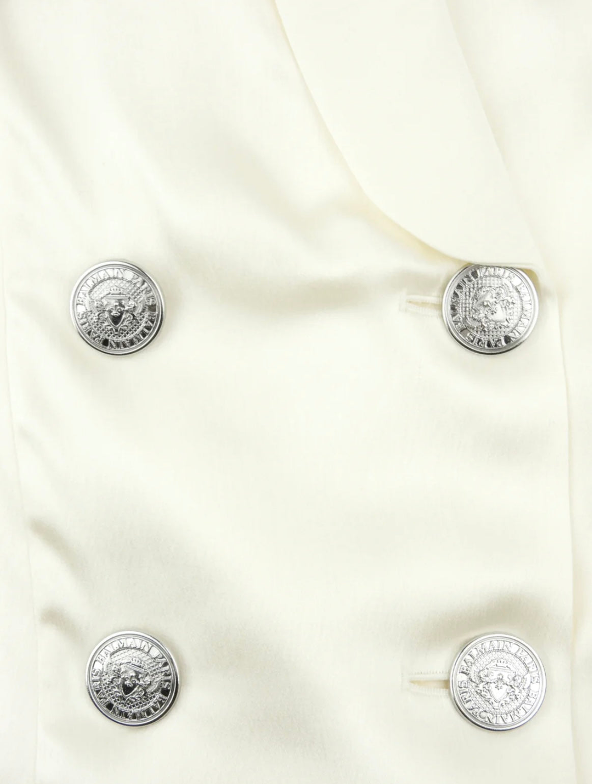 BALMAIN - Ivory Silk Bouble Breasted Draped Blazer Jacket