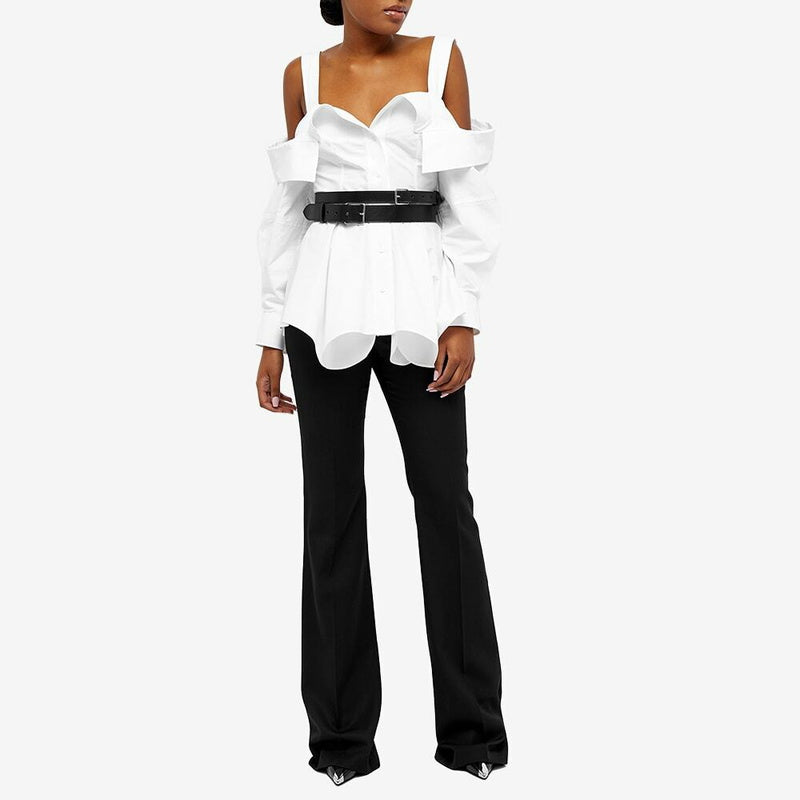 ALEXANDER MCQUEEN NWT white cotton sleeveless blouse with button front closure
